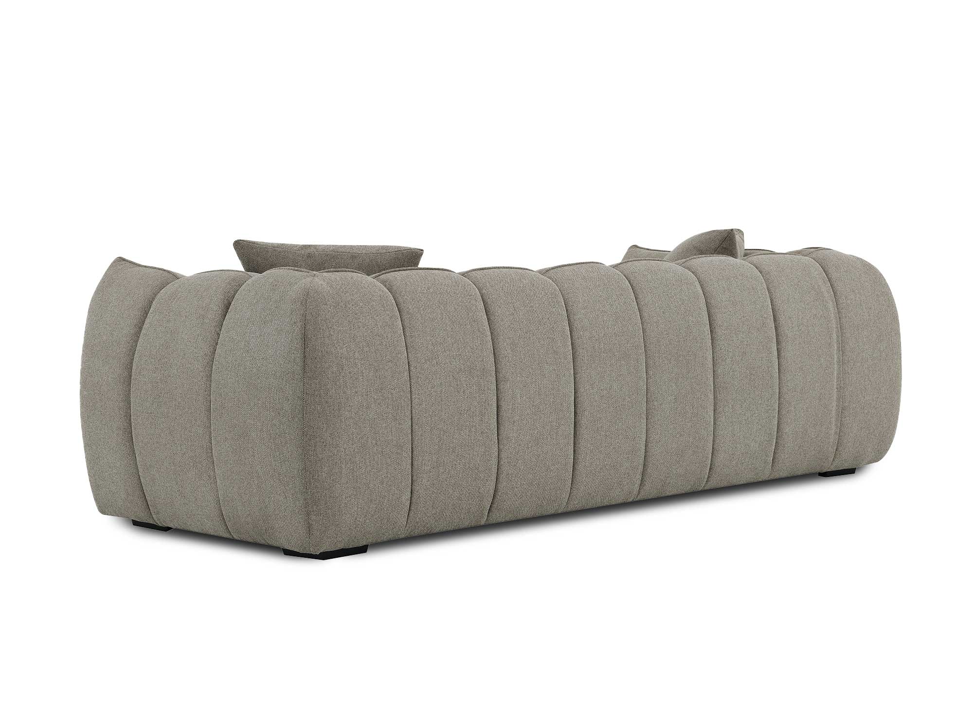 ALISSA 3-Sitzer-Sofa mit festem Sitz in taupefarbenem Stoff