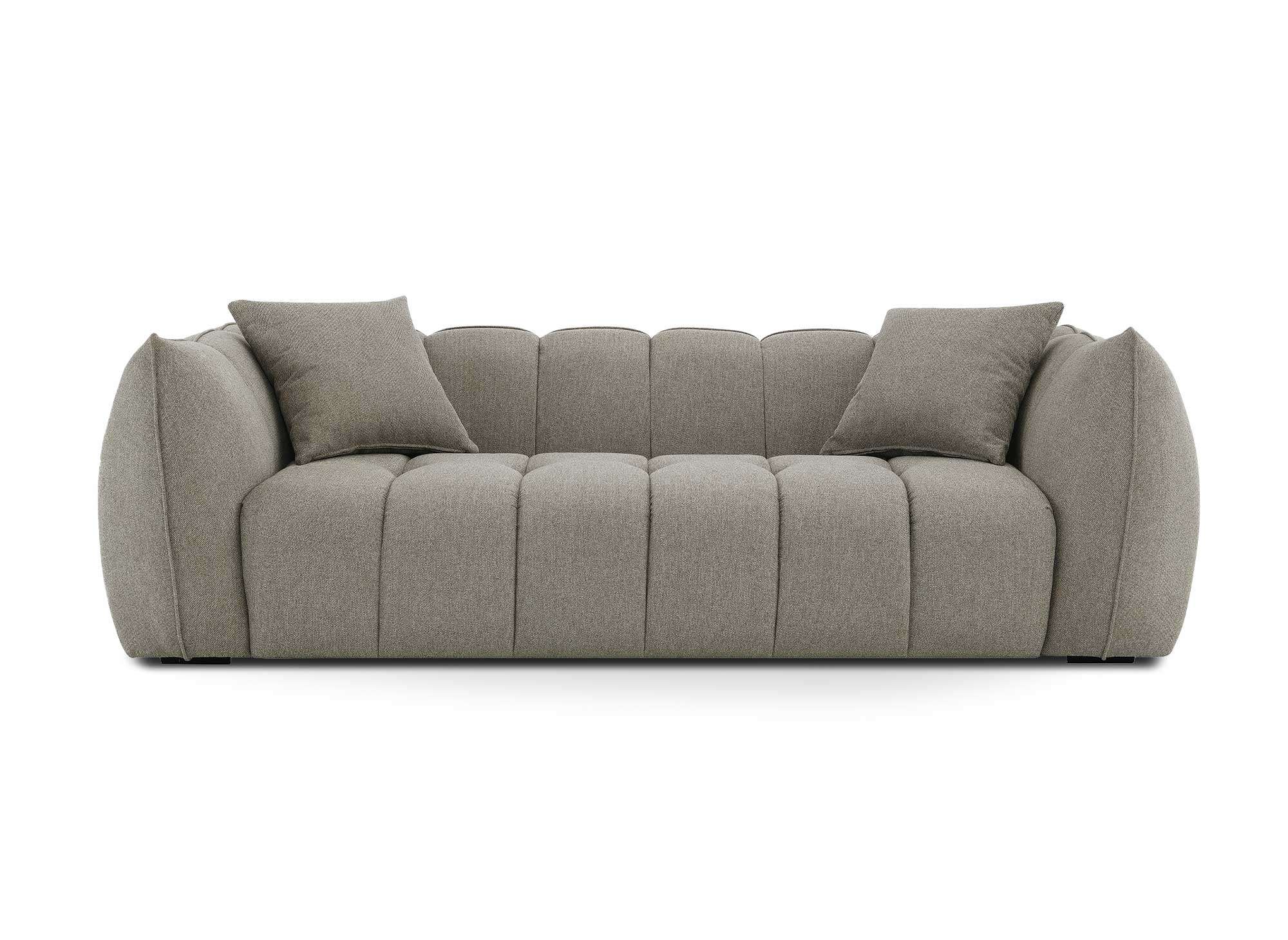 ALISSA 3-Sitzer-Sofa mit festem Sitz in taupefarbenem Stoff
