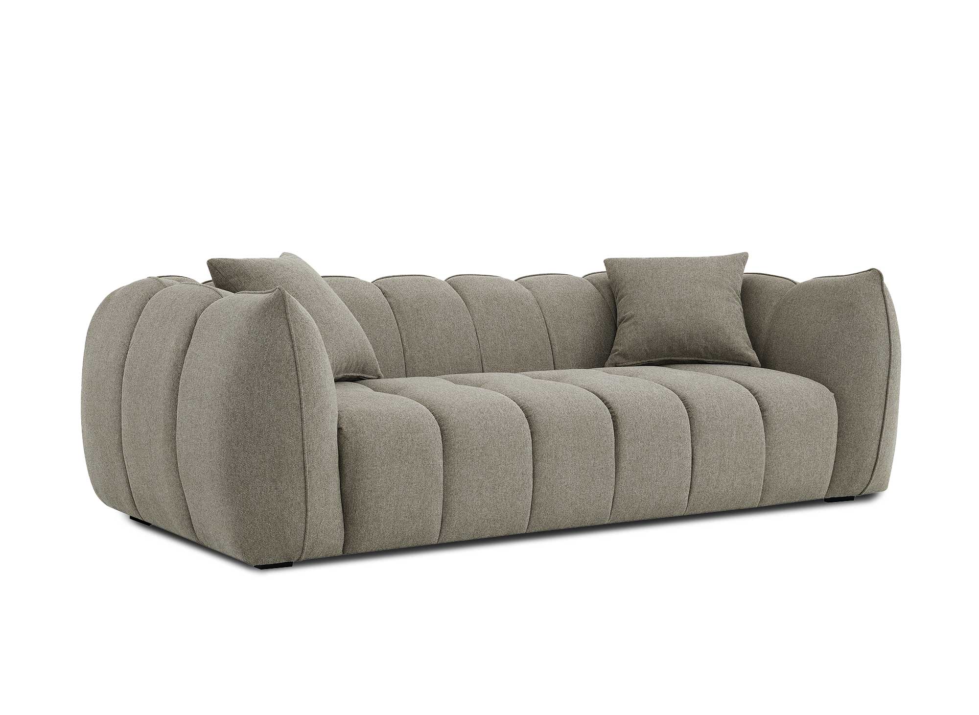 ALISSA 3-Sitzer-Sofa mit festem Sitz in taupefarbenem Stoff