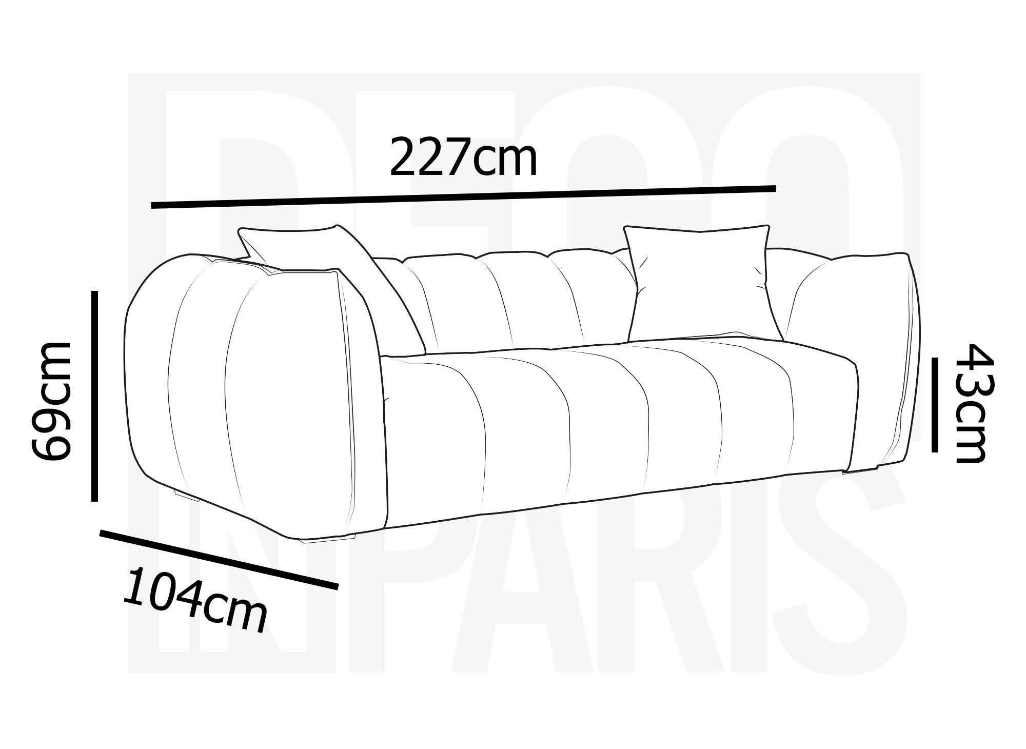ALISSA 3-Sitzer-Sofa mit festem Sitz in grauer Schaffelloptik