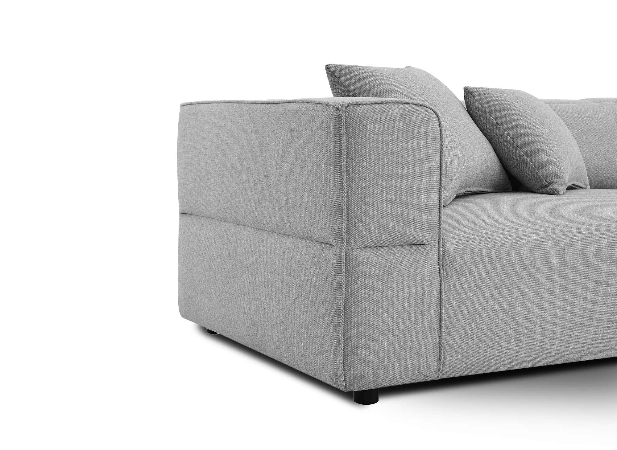 EVELYNE 4-Sitzer-Sofa mit festem Sitz in grauem Stoff