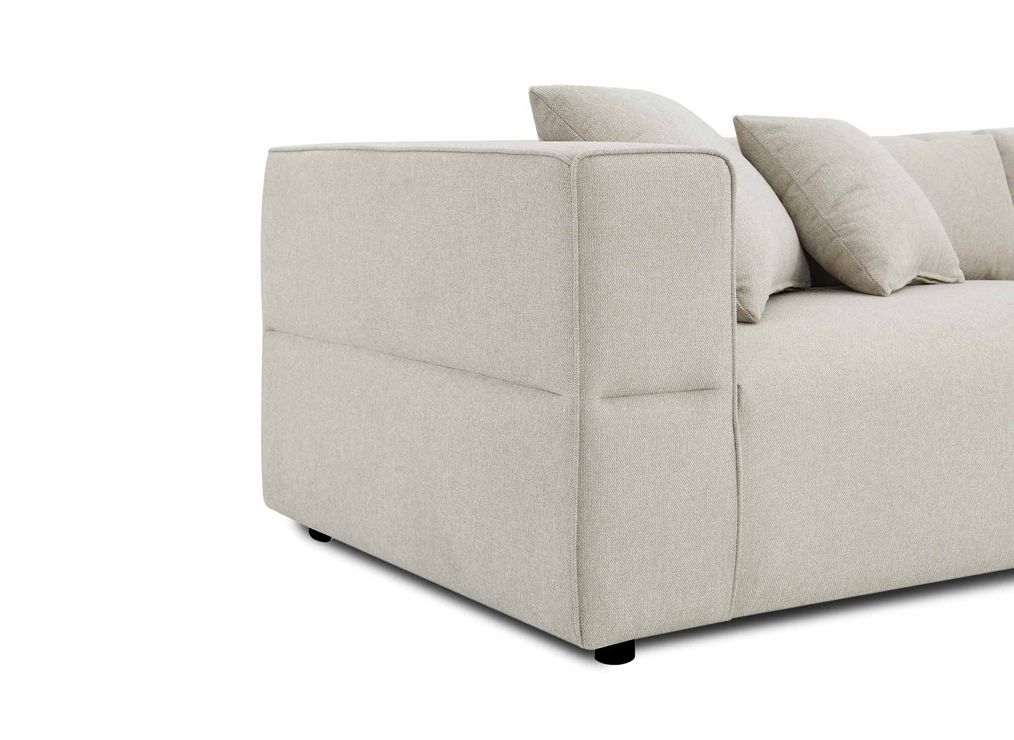 EVELYNE 4-Sitzer-Sofa mit festem Sitz in beigem Stoff