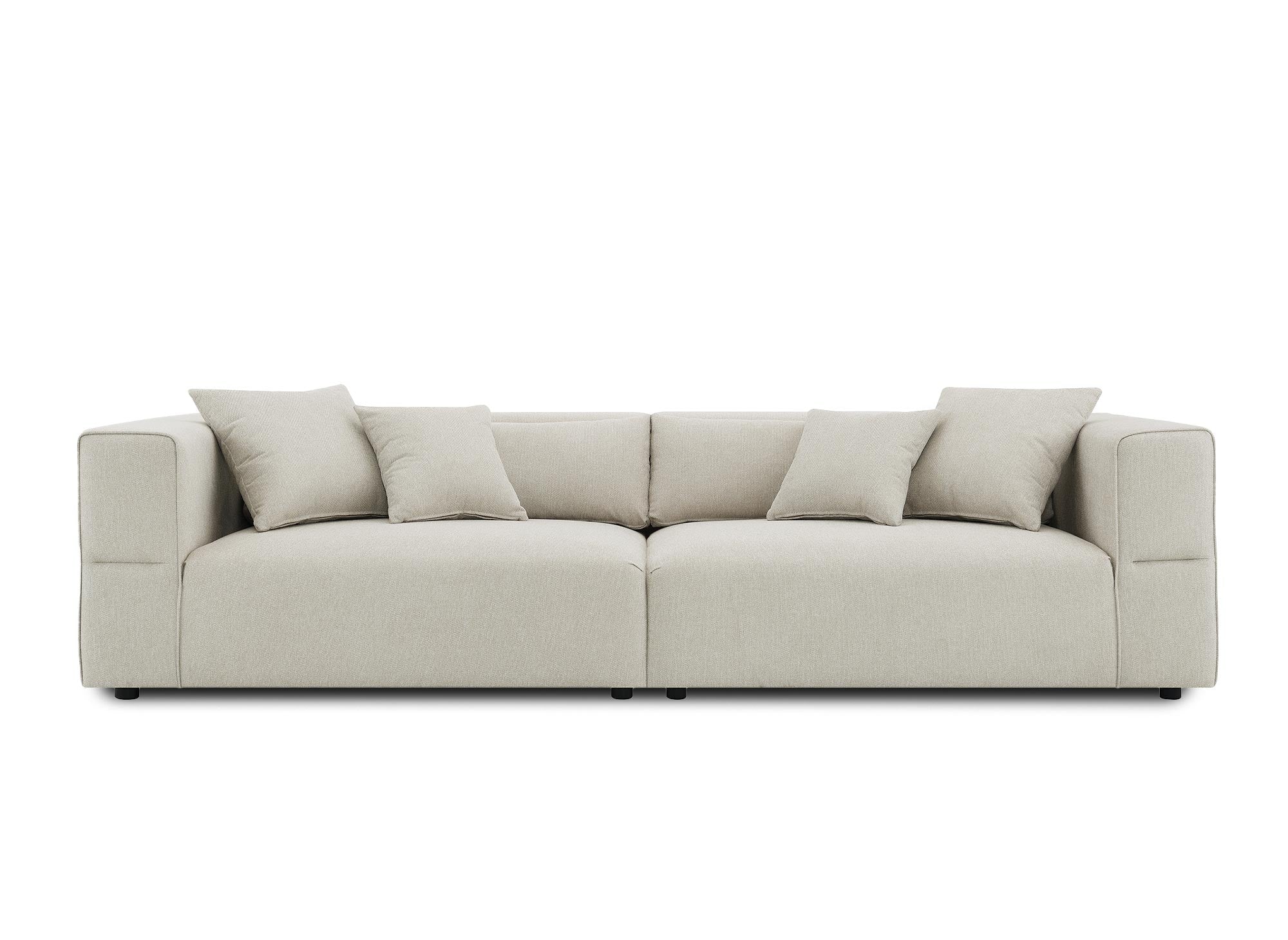EVELYNE 4-Sitzer-Sofa mit festem Sitz in beigem Stoff