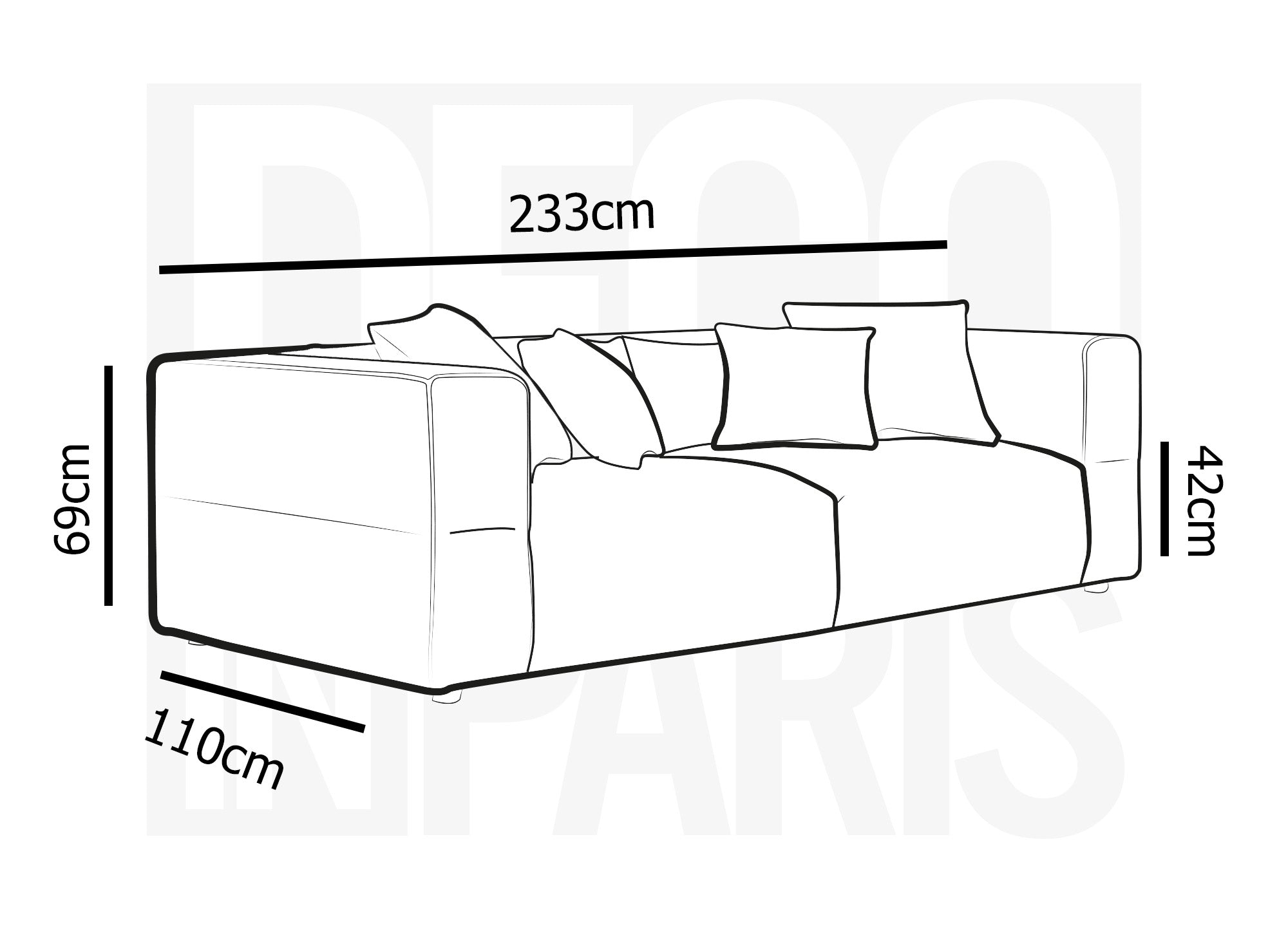 EVELYNE 3-Sitzer-Sofa mit festem Sitz in grauer Schaffelloptik