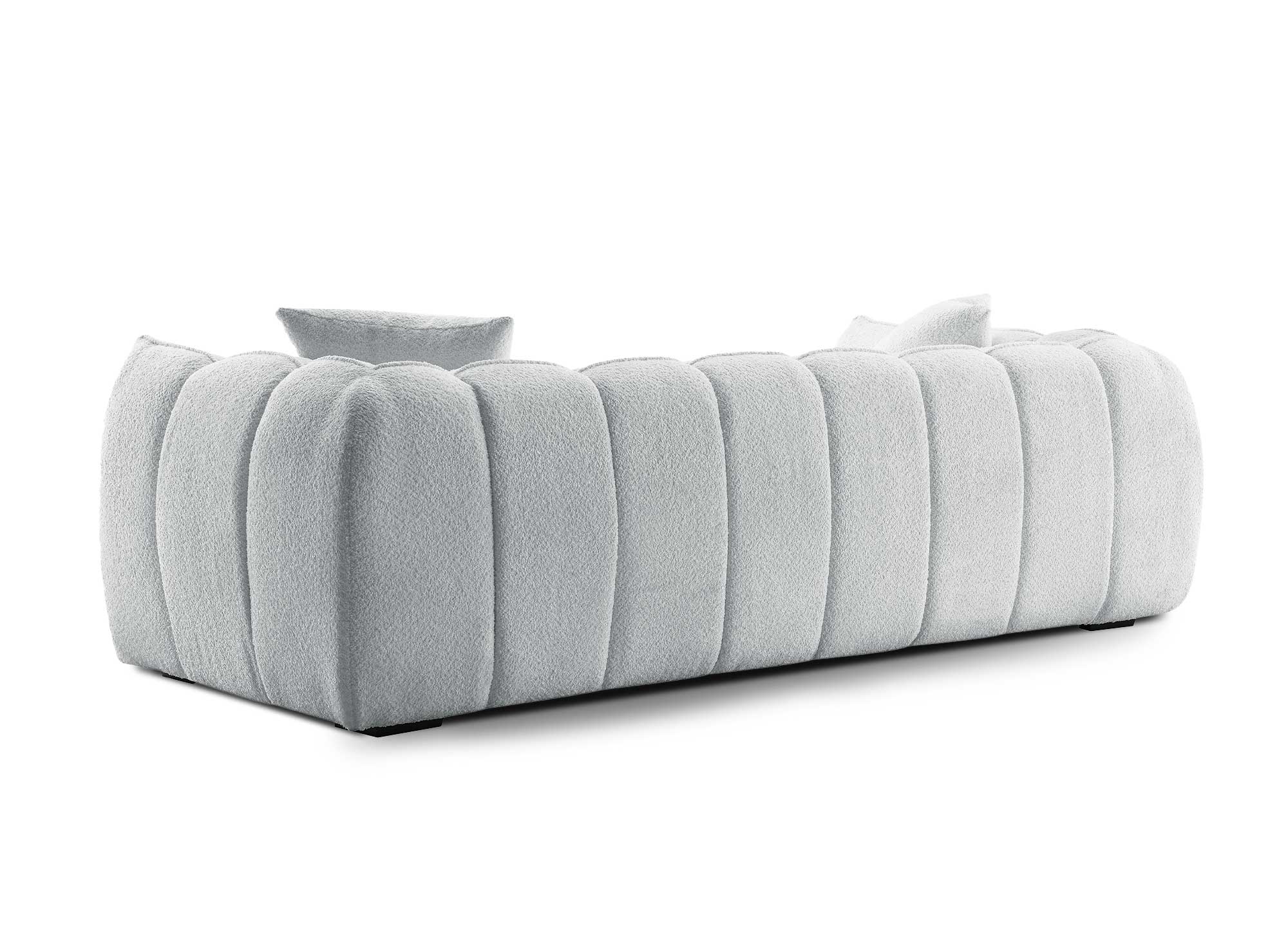 ALISSA 3-Sitzer-Sofa mit festem Sitz in grauer Schaffelloptik