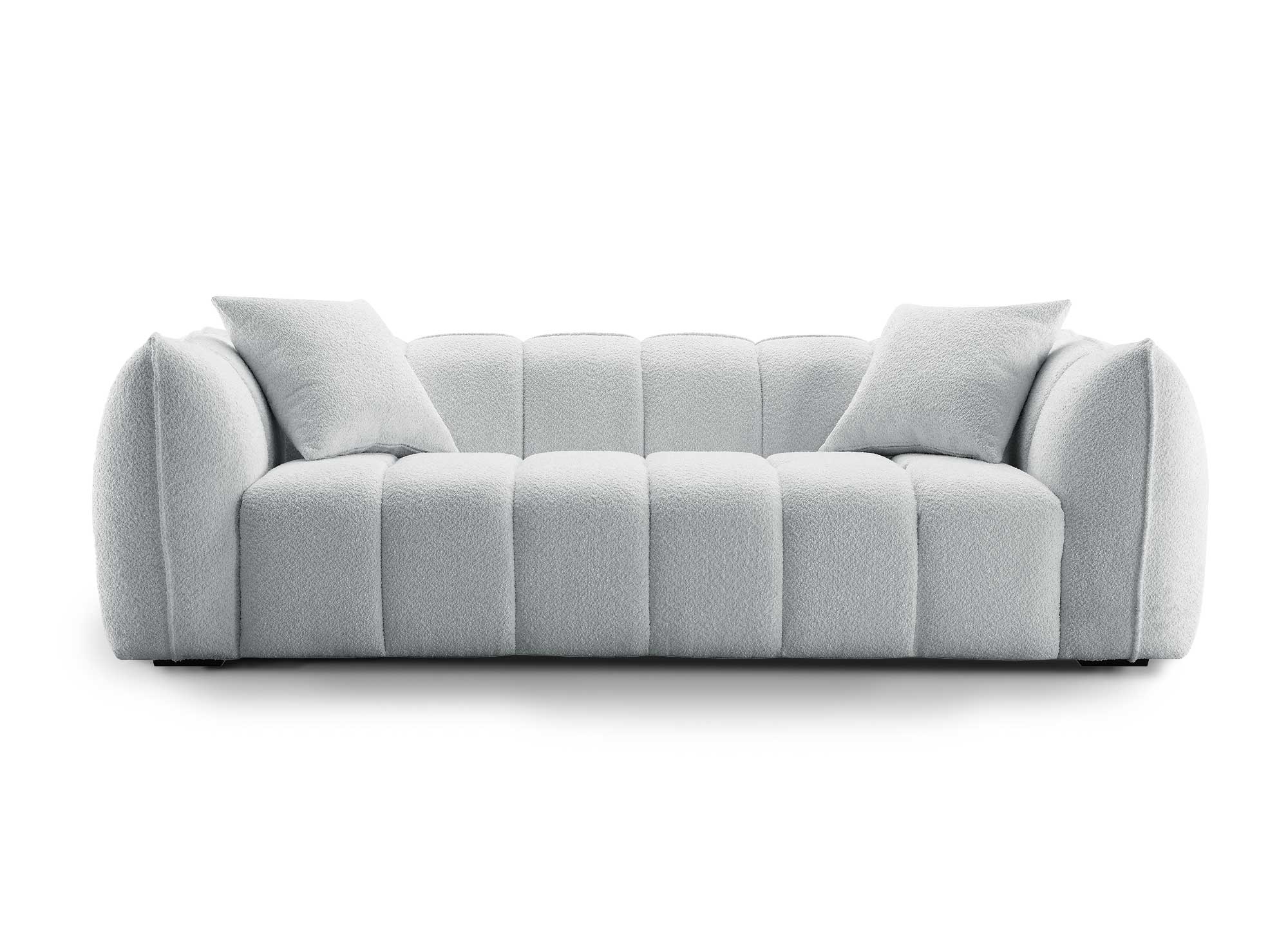 ALISSA 3-Sitzer-Sofa mit festem Sitz in grauer Schaffelloptik