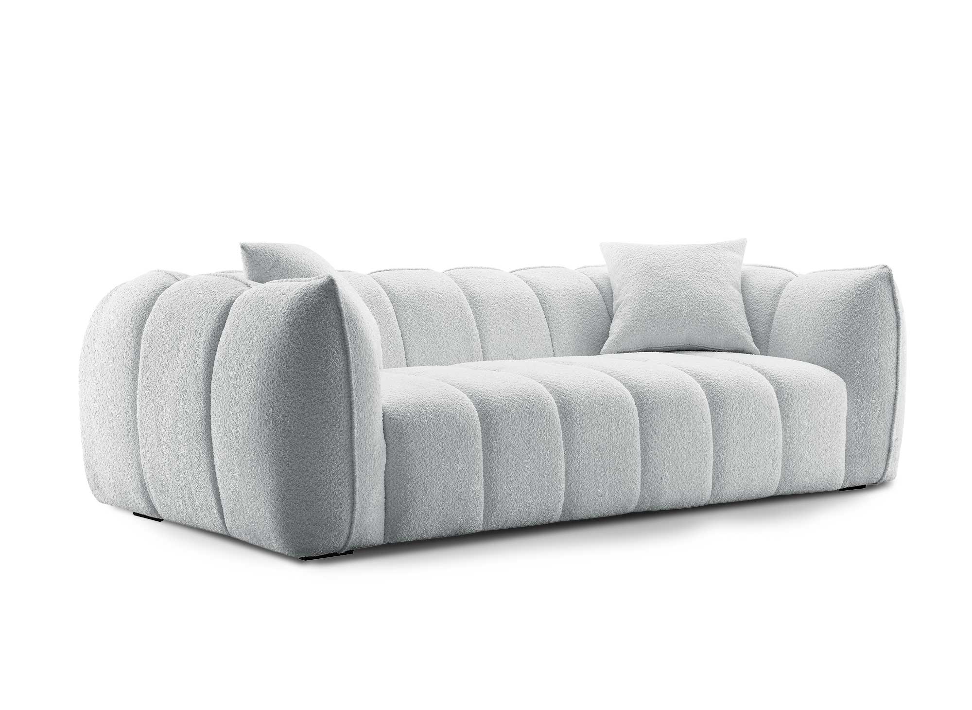 ALISSA 3-Sitzer-Sofa mit festem Sitz in grauer Schaffelloptik