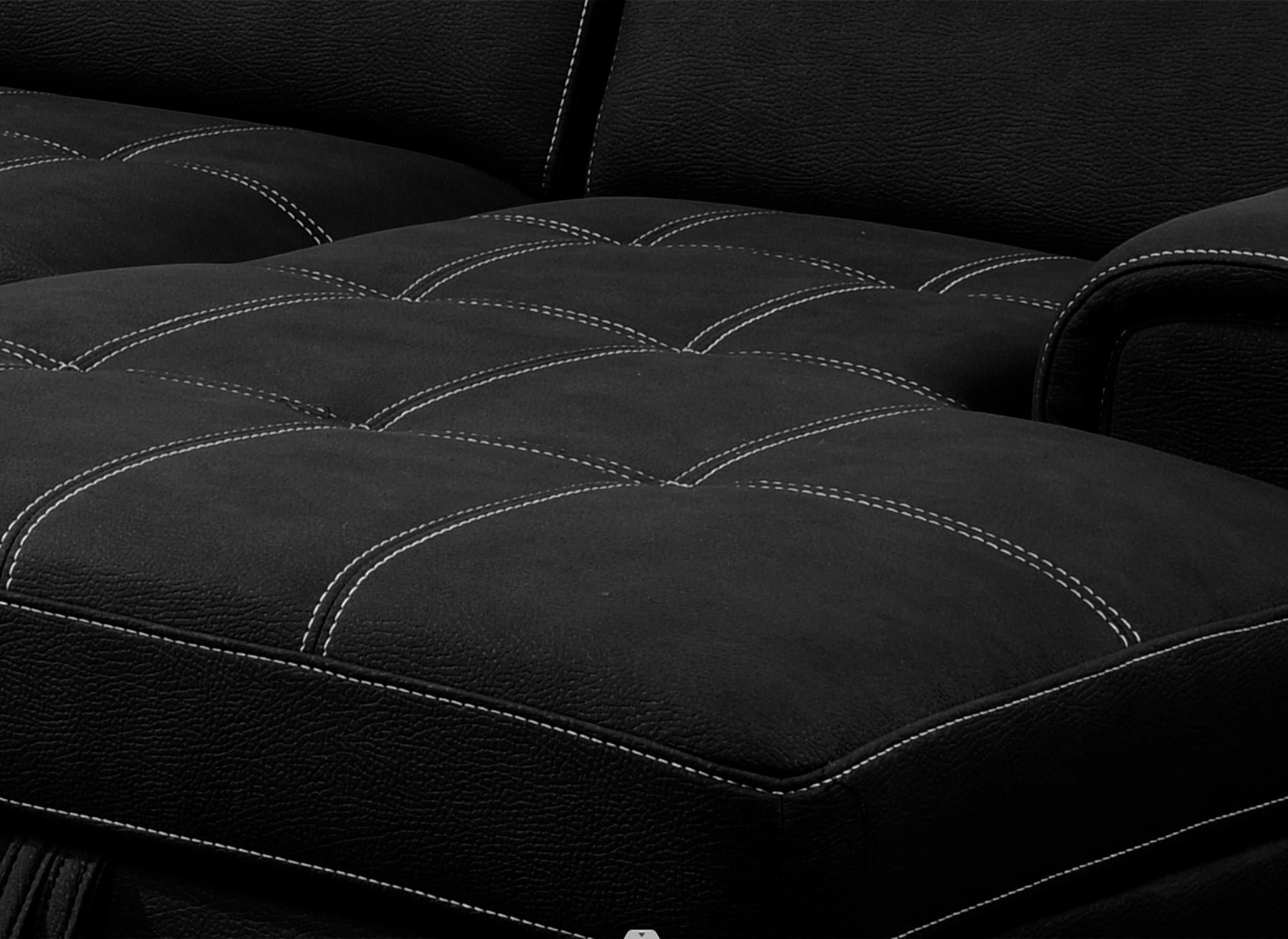 OLIVER Panorama-Sofa mit Aufbewahrungsbox aus schwarzem Stoff - Right Angle