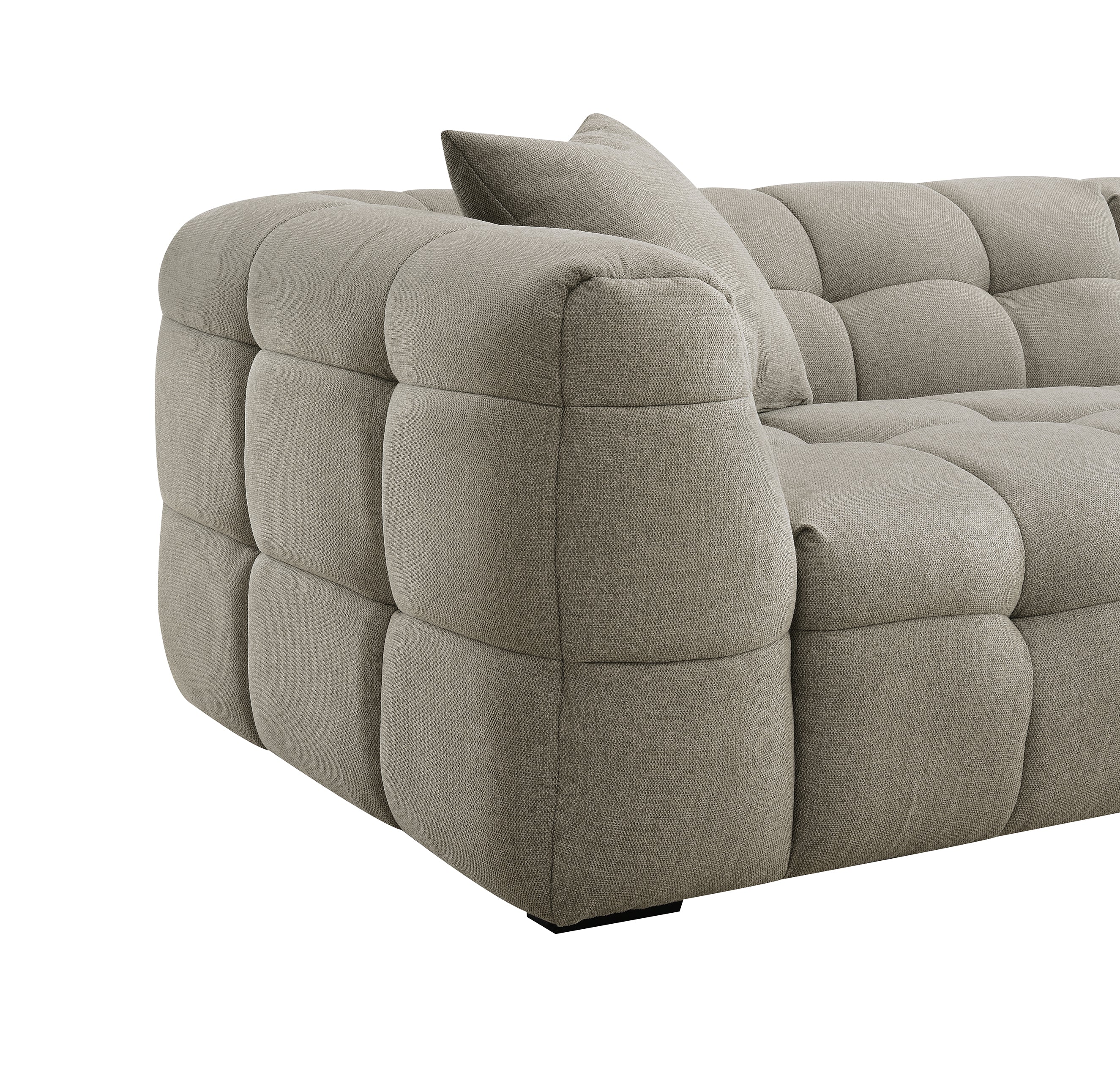 BELLA 4-Sitzer-Sofa mit festem Sitz in taupefarbenem Stoff