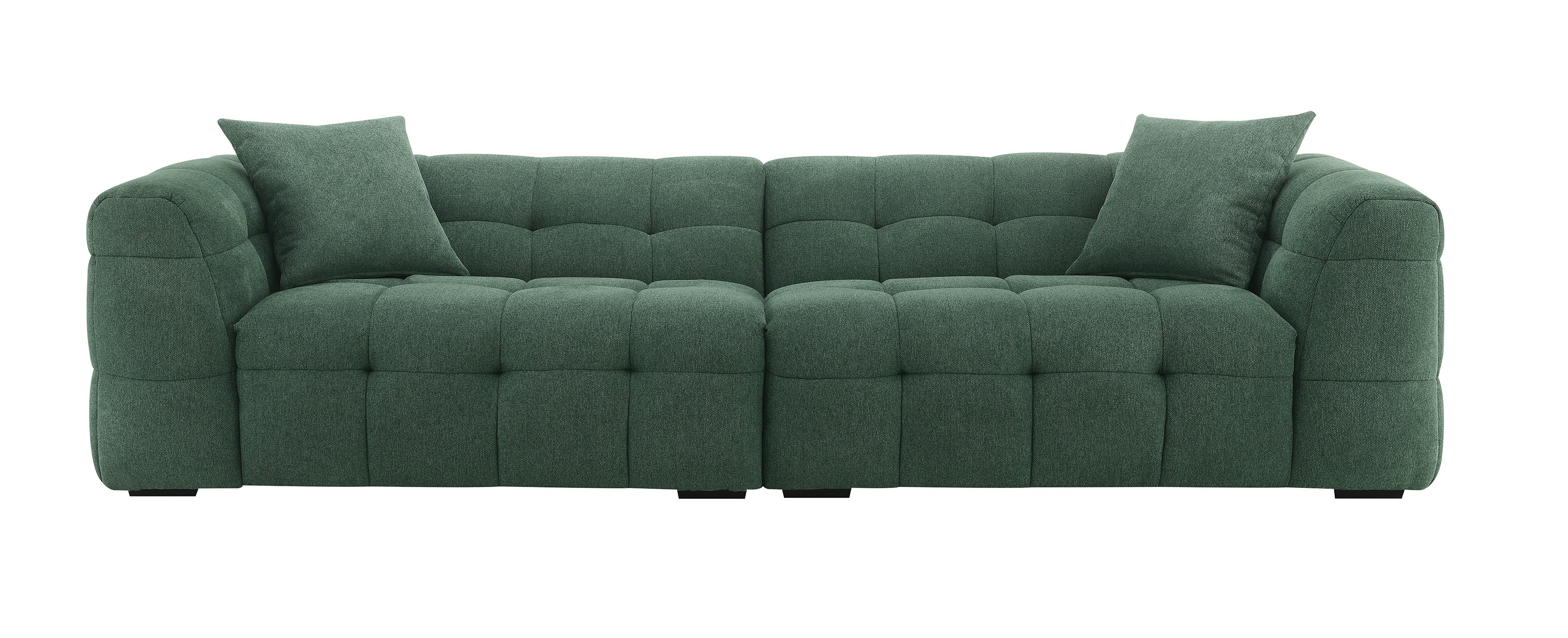 BELLA 4-Sitzer-Sofa mit festem Sitz in grünem Stoff