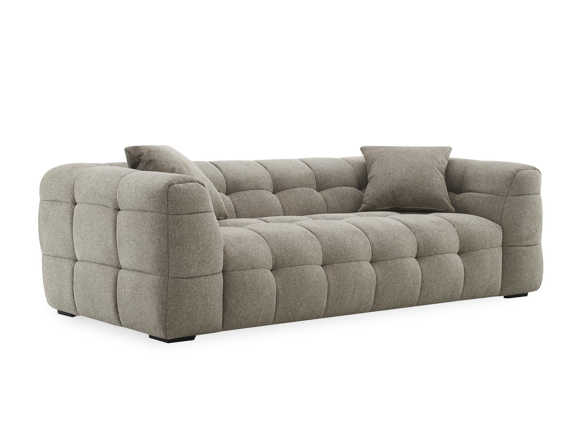 BELLA 3-Sitzer-Sofa mit festem Sitz in taupefarbenem Stoff
