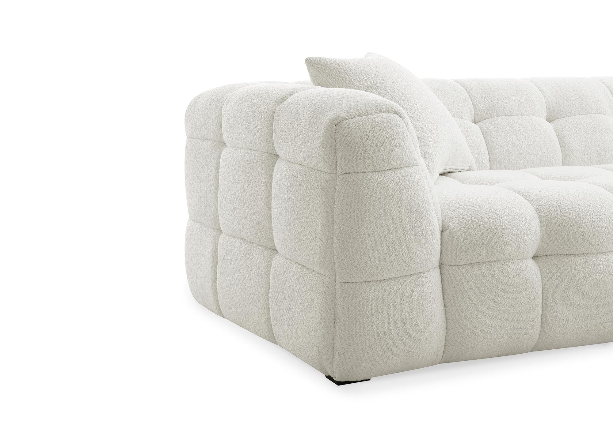 BELLA 3-Sitzer-Sofa mit festem Sitz in cremeweißer Schaffelloptik