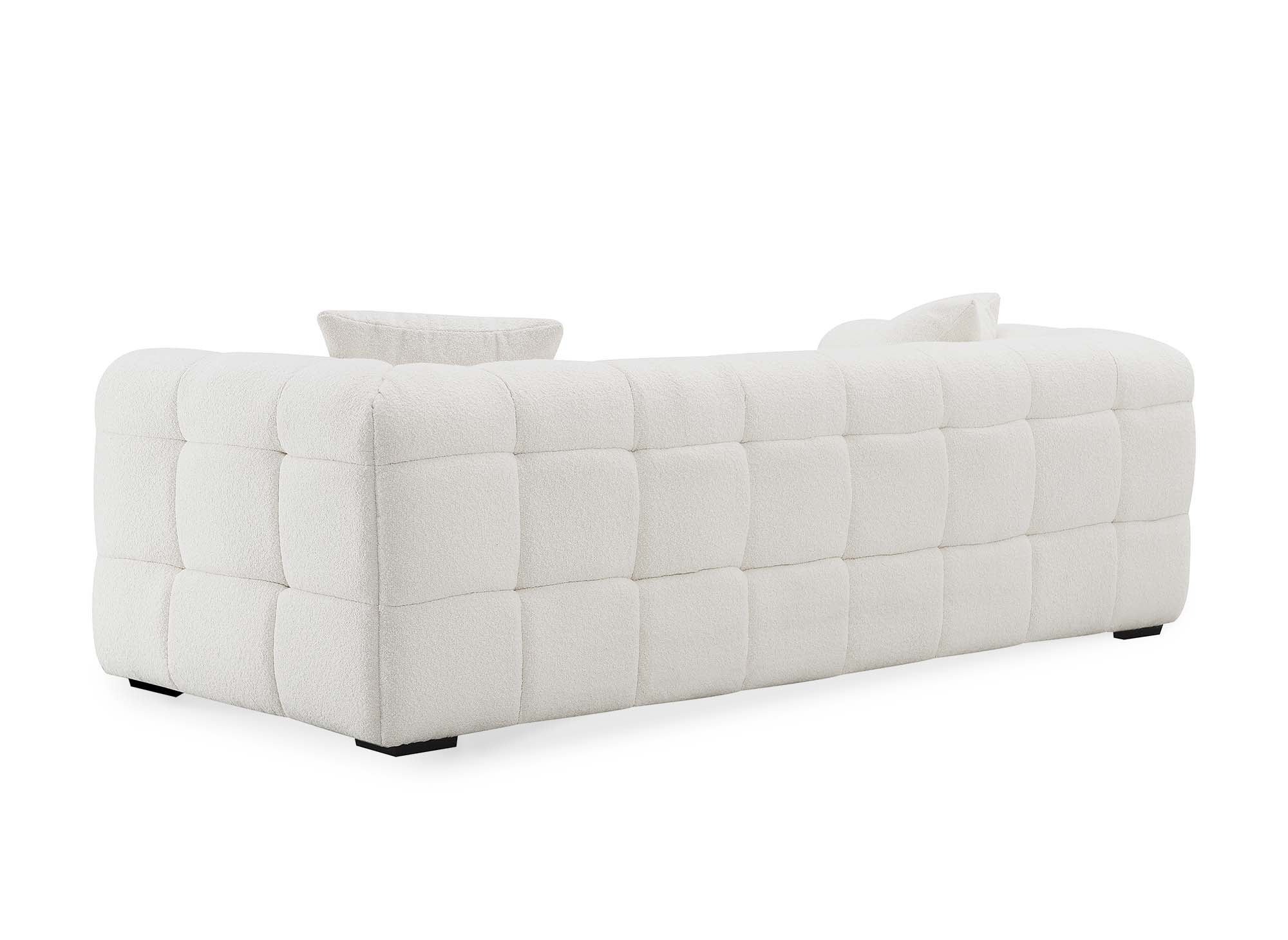 BELLA 3-Sitzer-Sofa mit festem Sitz in cremeweißer Schaffelloptik