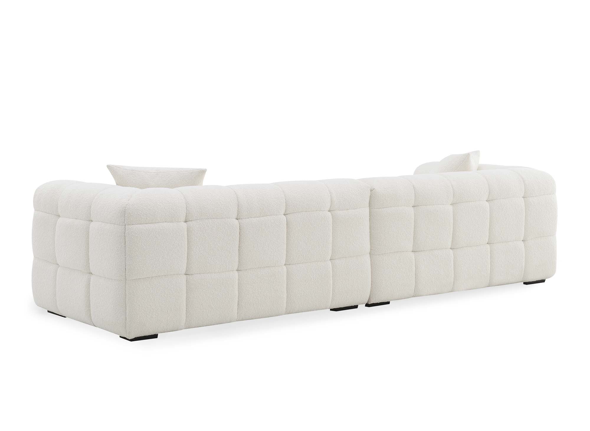 BELLA 4-Sitzer-Sofa mit festem Sitz in cremeweißer Schaffelloptik