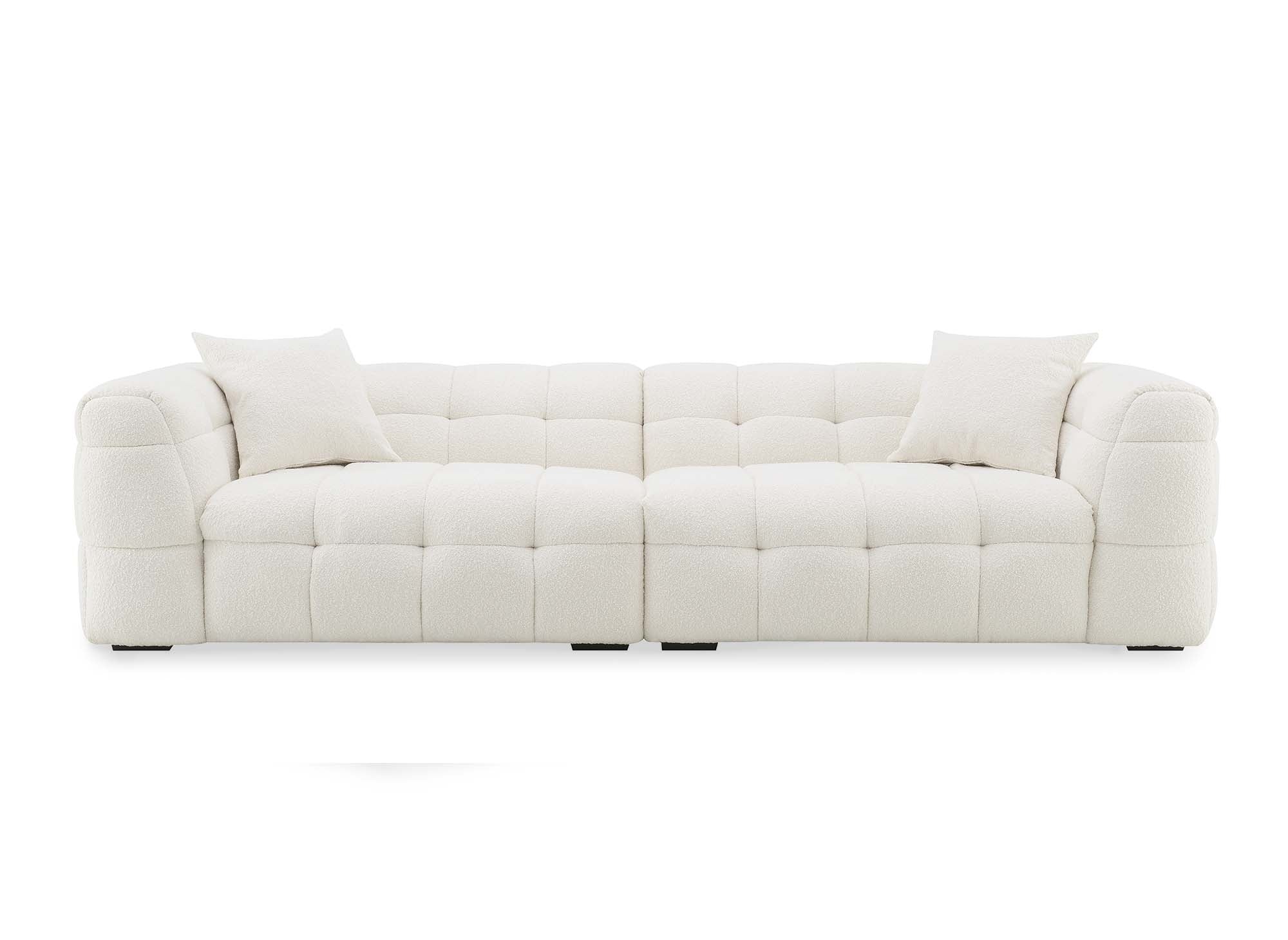 BELLA 4-Sitzer-Sofa mit festem Sitz in cremeweißer Schaffelloptik