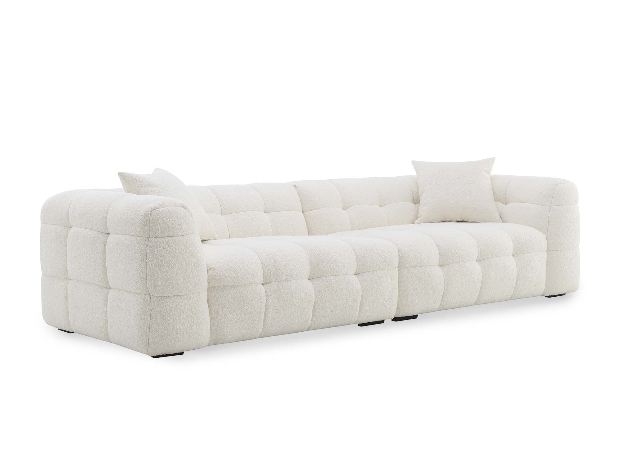 BELLA 4-Sitzer-Sofa mit festem Sitz in cremeweißer Schaffelloptik
