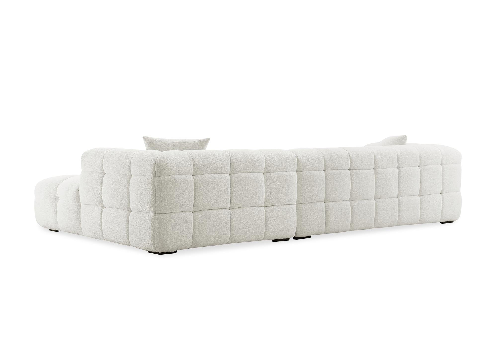 BELLA Ecksofa mit festem Stand in cremeweißer Schaffelloptik - Rechte Ecke