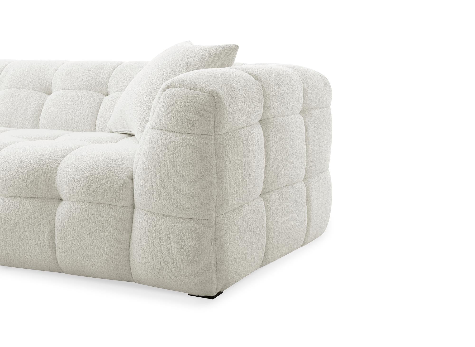 BELLA Ecksofa mit festem Sitz in cremeweißer Schaffelloptik - Linke Ecke