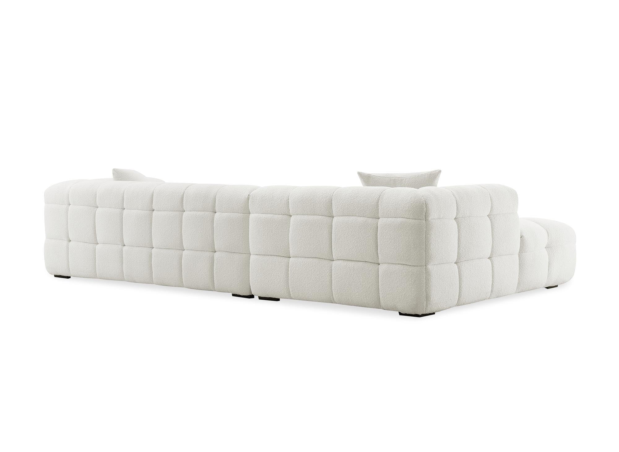 BELLA Ecksofa mit festem Sitz in cremeweißer Schaffelloptik - Linke Ecke