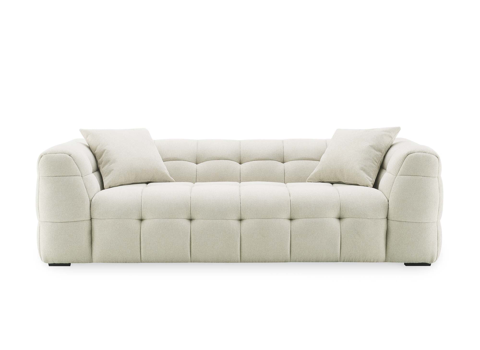 BELLA 3-Sitzer-Sofa mit festem Sitz in beigem Stoff