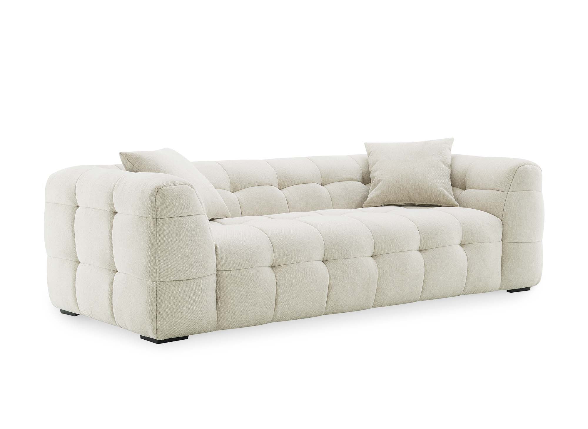 BELLA 3-Sitzer-Sofa mit festem Sitz in beigem Stoff
