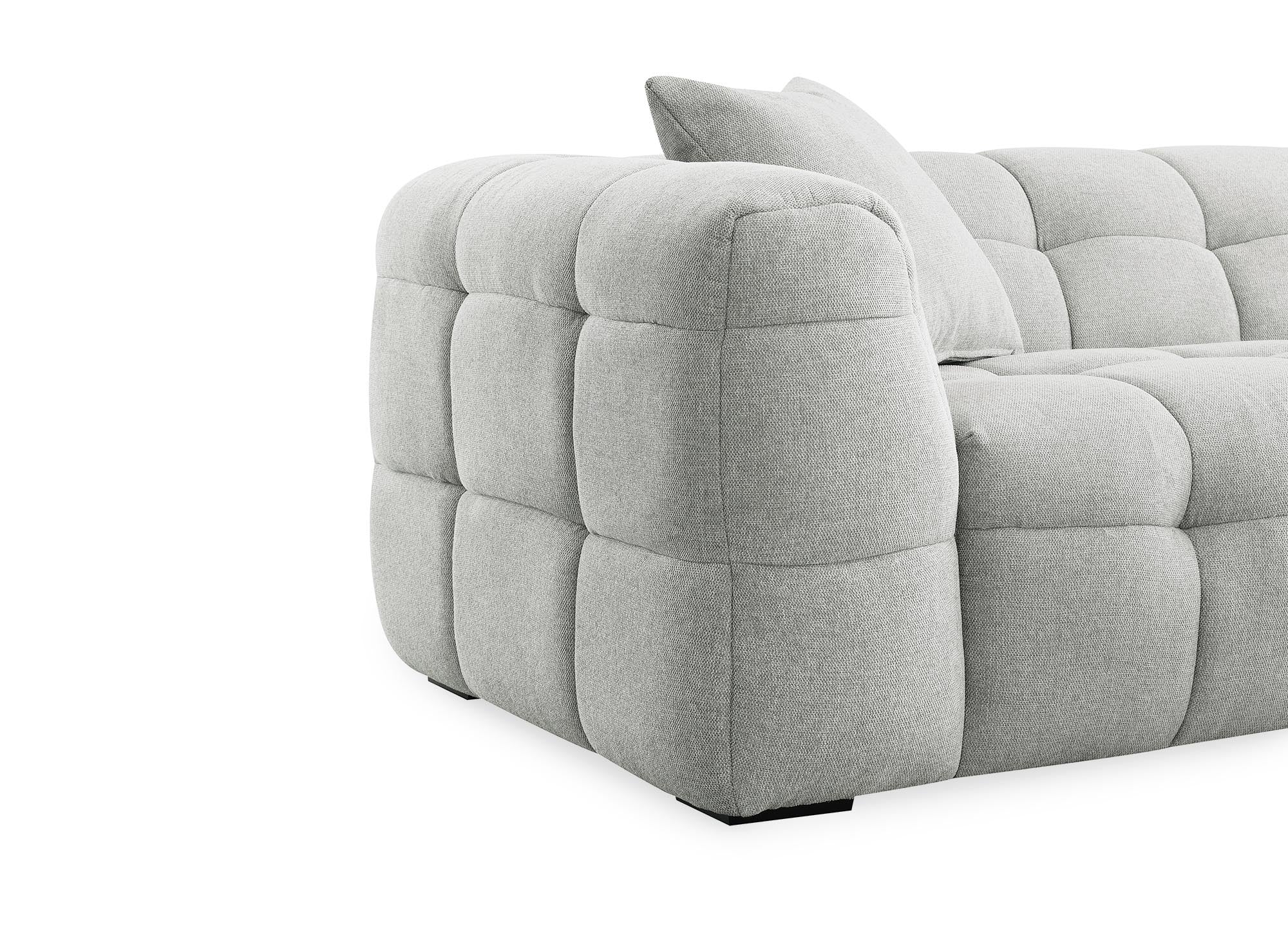 BELLA 3-Sitzer-Sofa mit festem Sitz in grauem Stoff