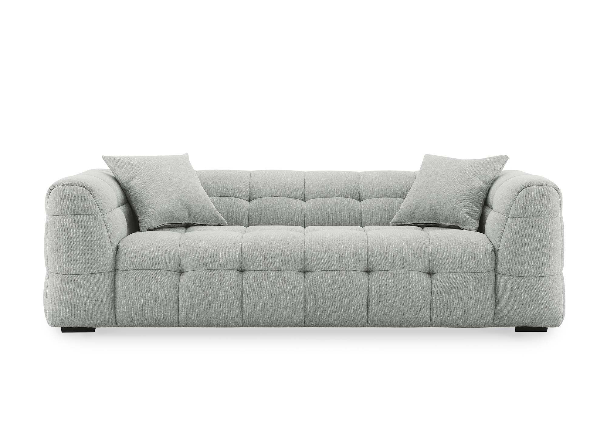 BELLA 3-Sitzer-Sofa mit festem Sitz in grauem Stoff