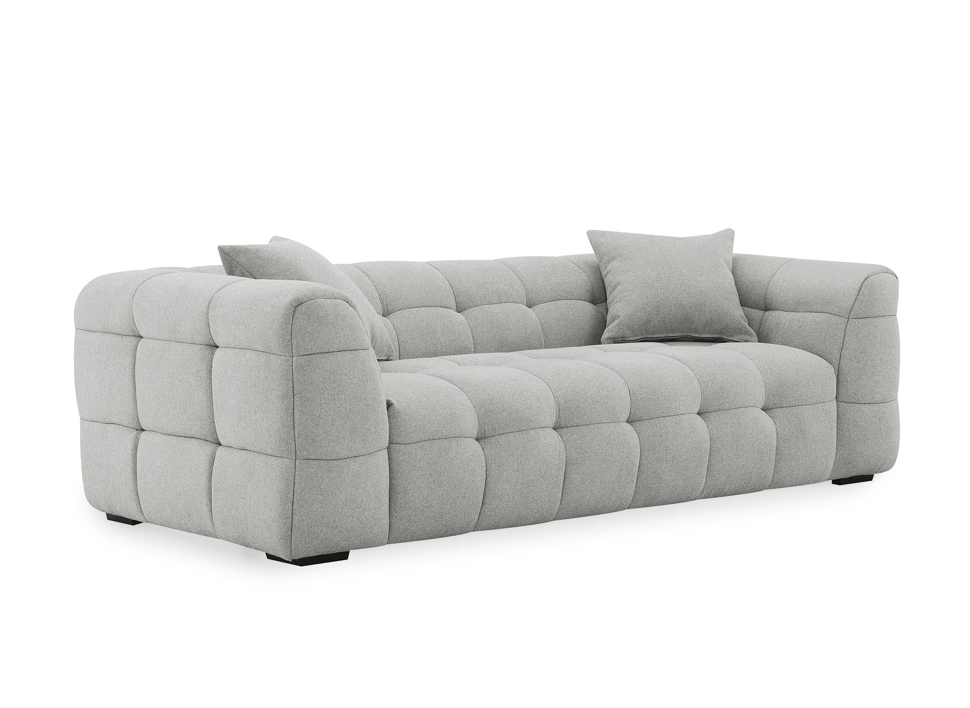 BELLA 3-Sitzer-Sofa mit festem Sitz in grauem Stoff