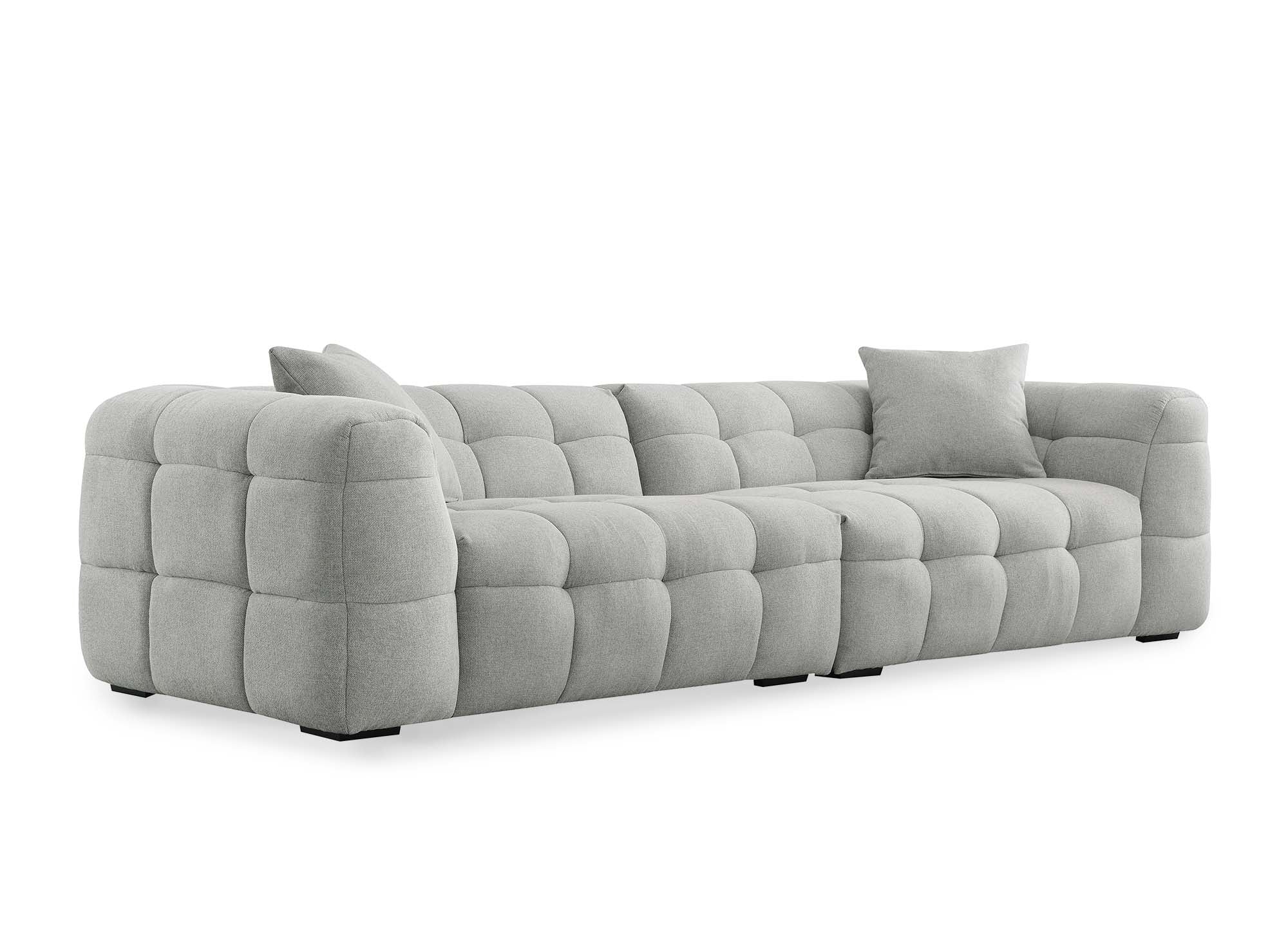 BELLA 4-Sitzer-Sofa mit festem Sitz in grauem Stoff