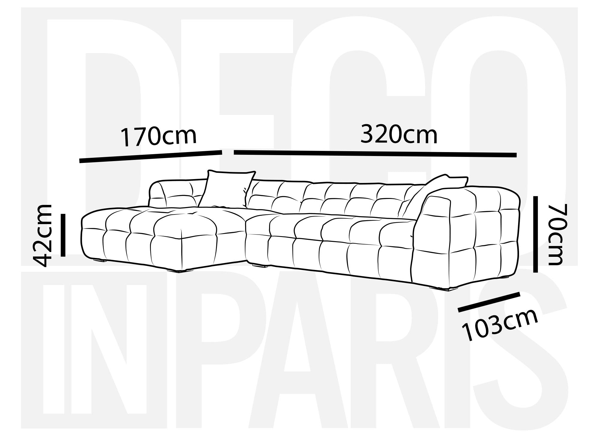 BELLA Ecksofa mit festem Sitz in cremeweißer Schaffelloptik - Linke Ecke