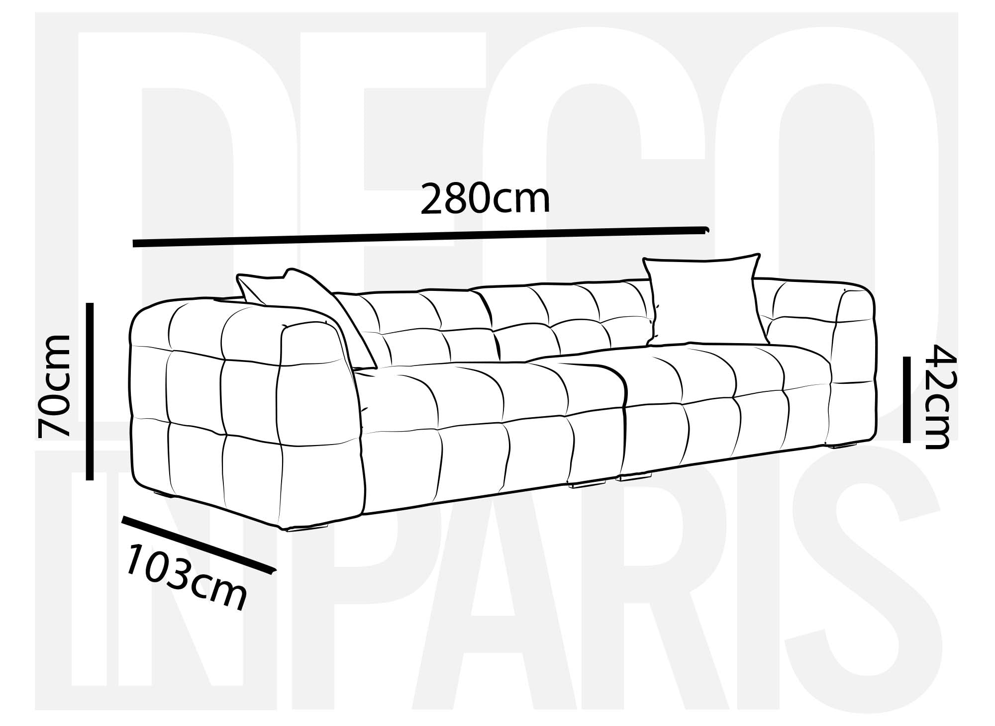 BELLA 4-Sitzer-Sofa mit festem Sitz in cremeweißer Schaffelloptik