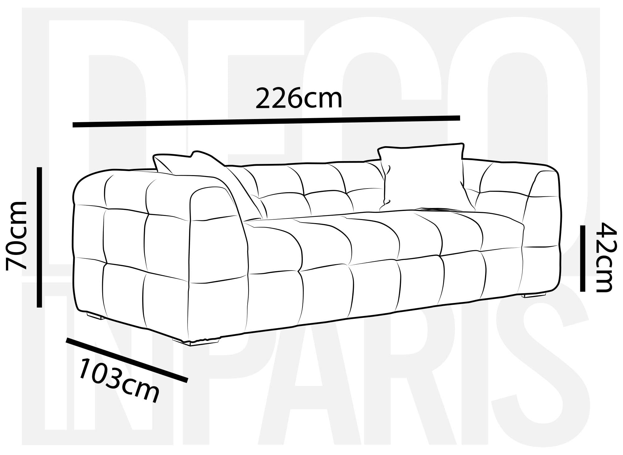 BELLA 3-Sitzer-Sofa mit festem Sitz in cremeweißer Schaffelloptik