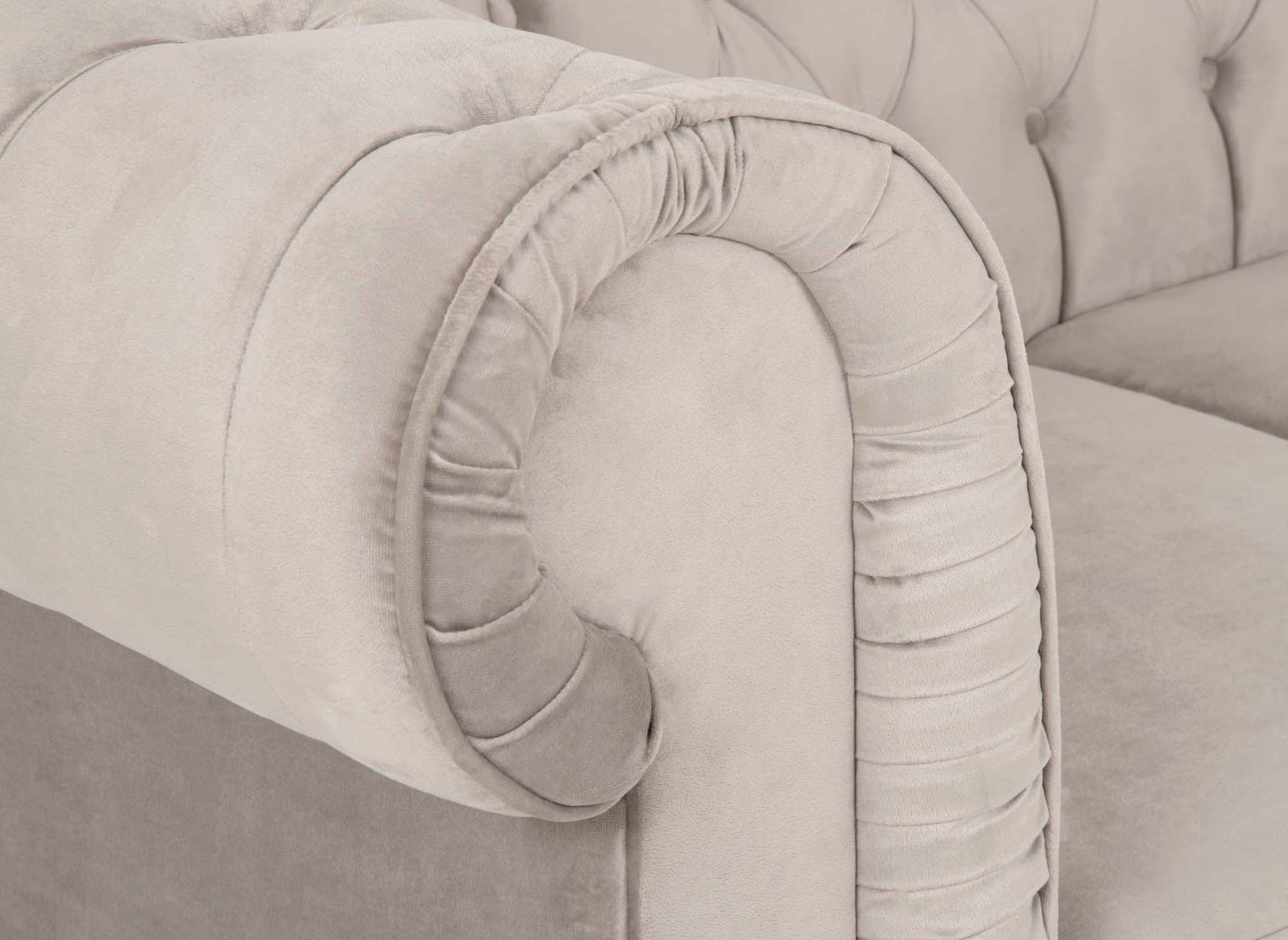 2-Sitzer-Chesterfield-Sofa aus beigem Samt - WILSTON