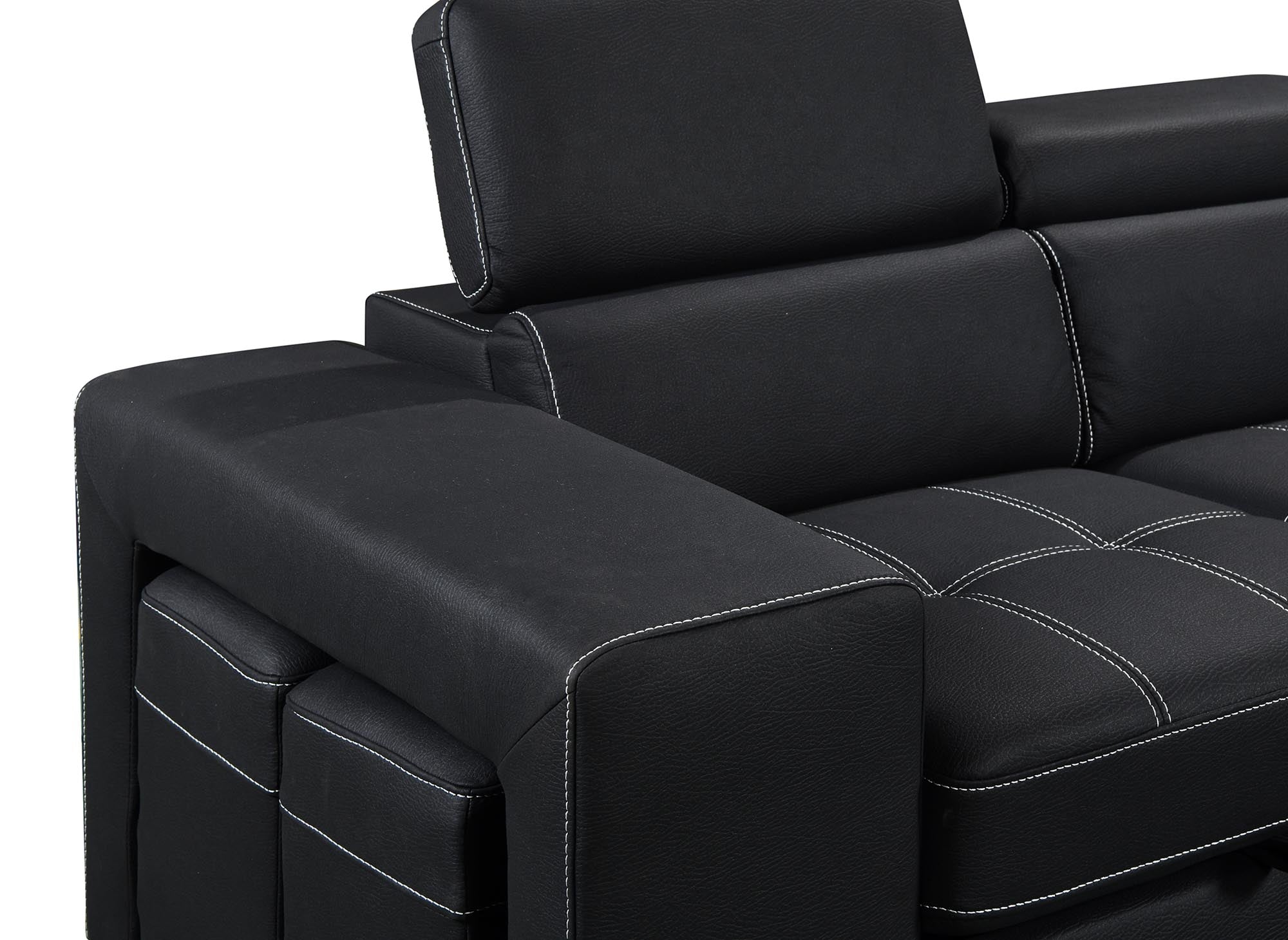 DAVON Ecksofa aus schwarzem Stoff, rechtwinklig