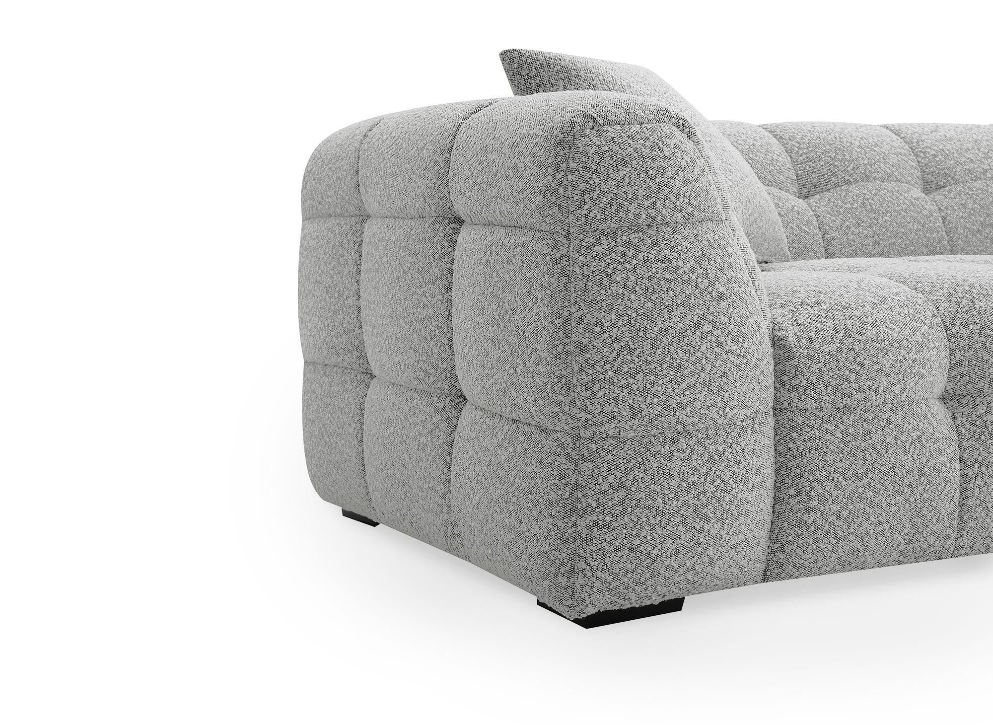 BELLA 3-Sitzer-Sofa mit festem Sitz in grauer Schaffelloptik