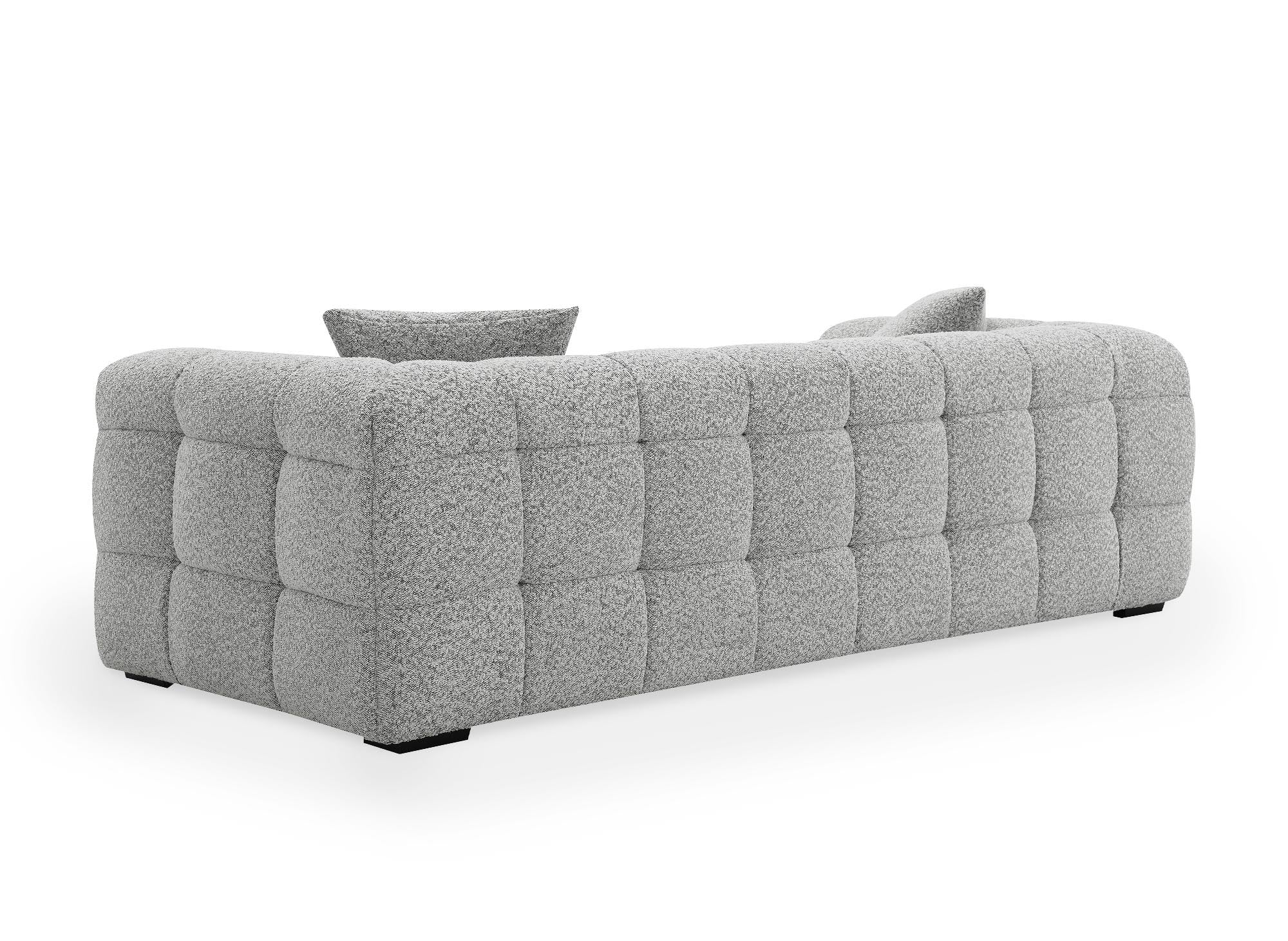 BELLA 3-Sitzer-Sofa mit festem Sitz in grauer Schaffelloptik
