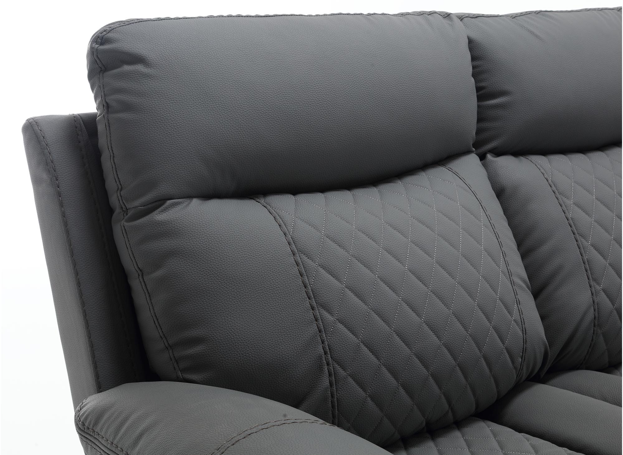 ELISE 3-Sitzer elektrisches Relaxsofa aus dunkelgrauem Kunstleder