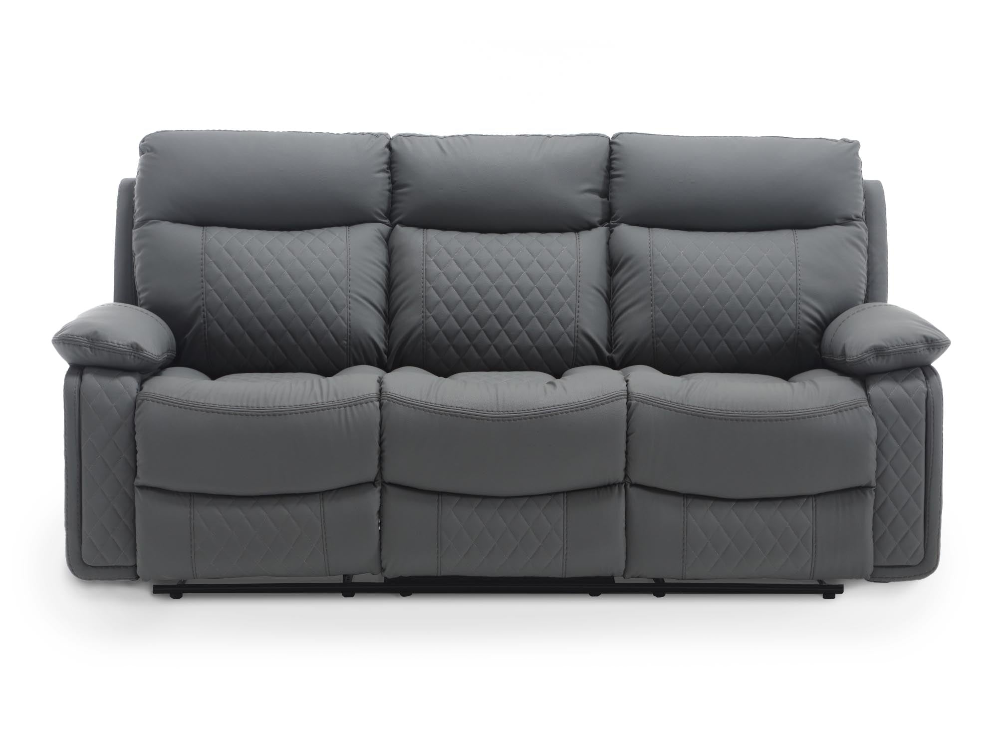 ELISE 3-Sitzer elektrisches Relaxsofa aus dunkelgrauem Kunstleder