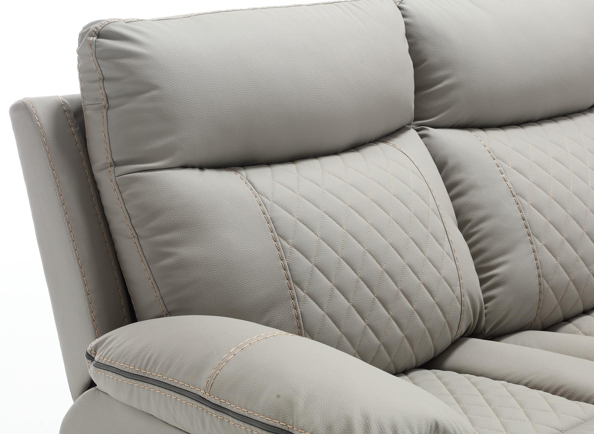 ELISE 3-Sitzer elektrisches Relaxsofa aus hellgrauem Kunstleder