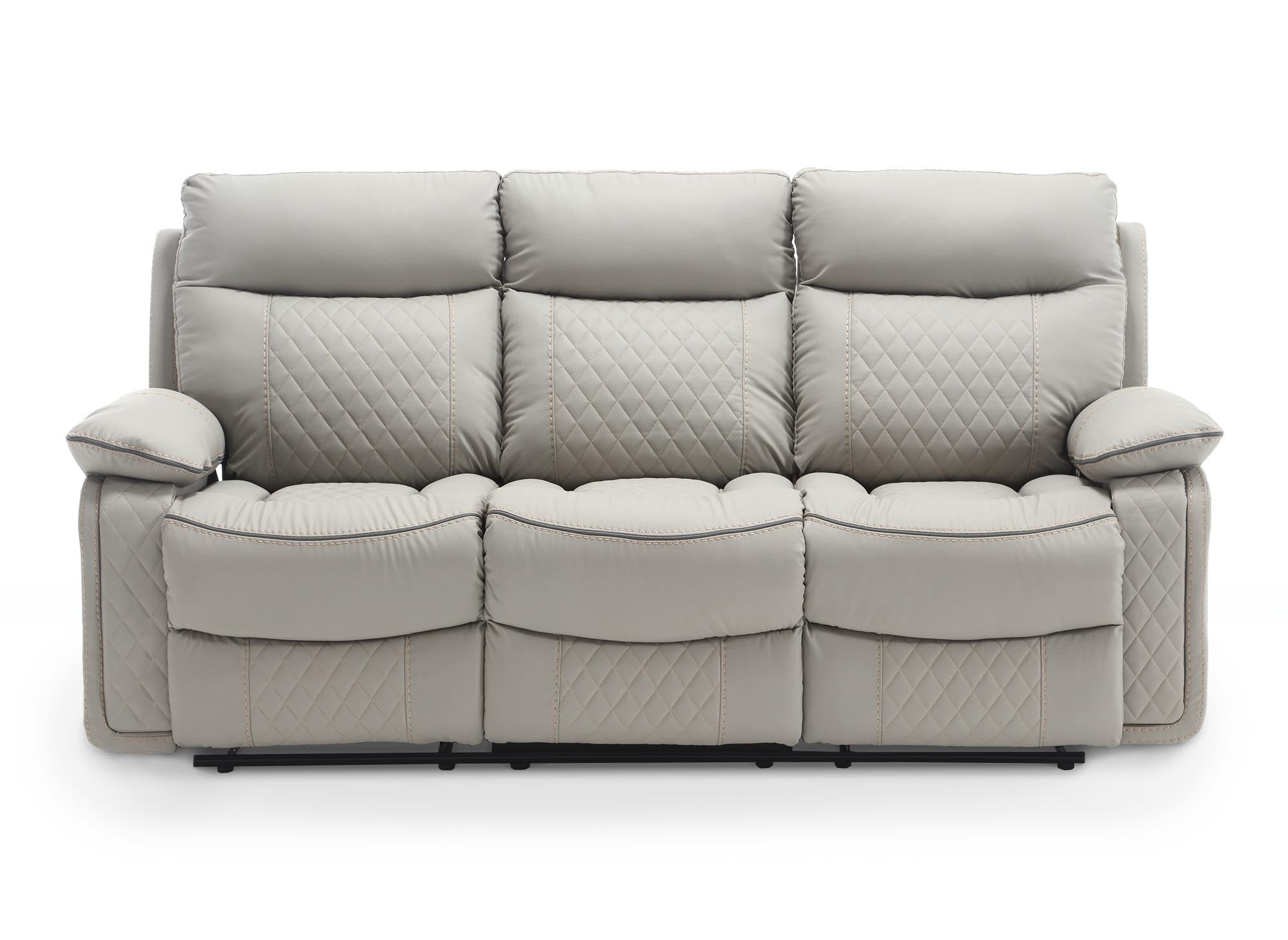ELISE 3-Sitzer elektrisches Relaxsofa aus hellgrauem Kunstleder