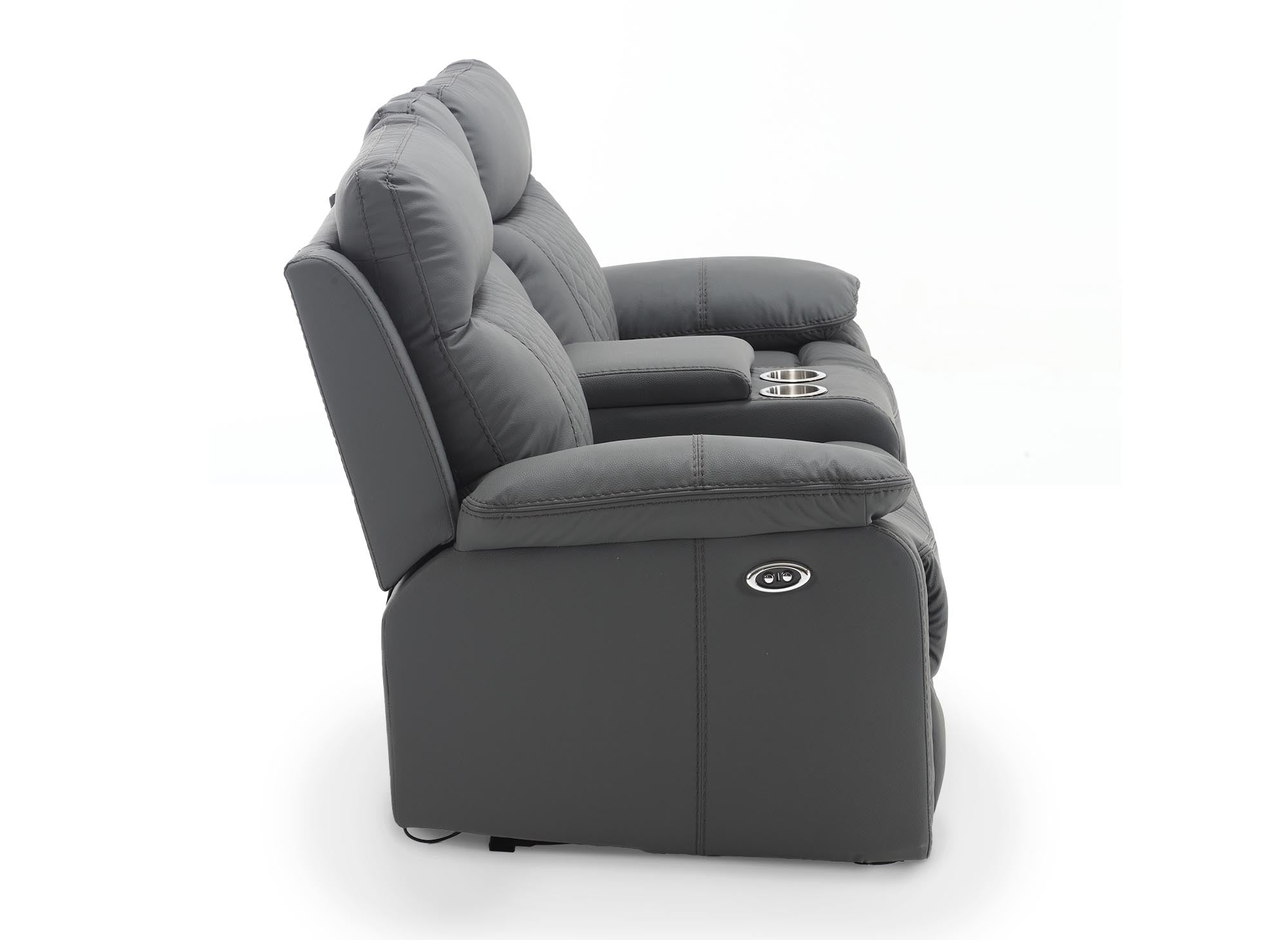 ELISE 2-Sitzer elektrisches Relaxsofa aus dunkelgrauem Kunstleder