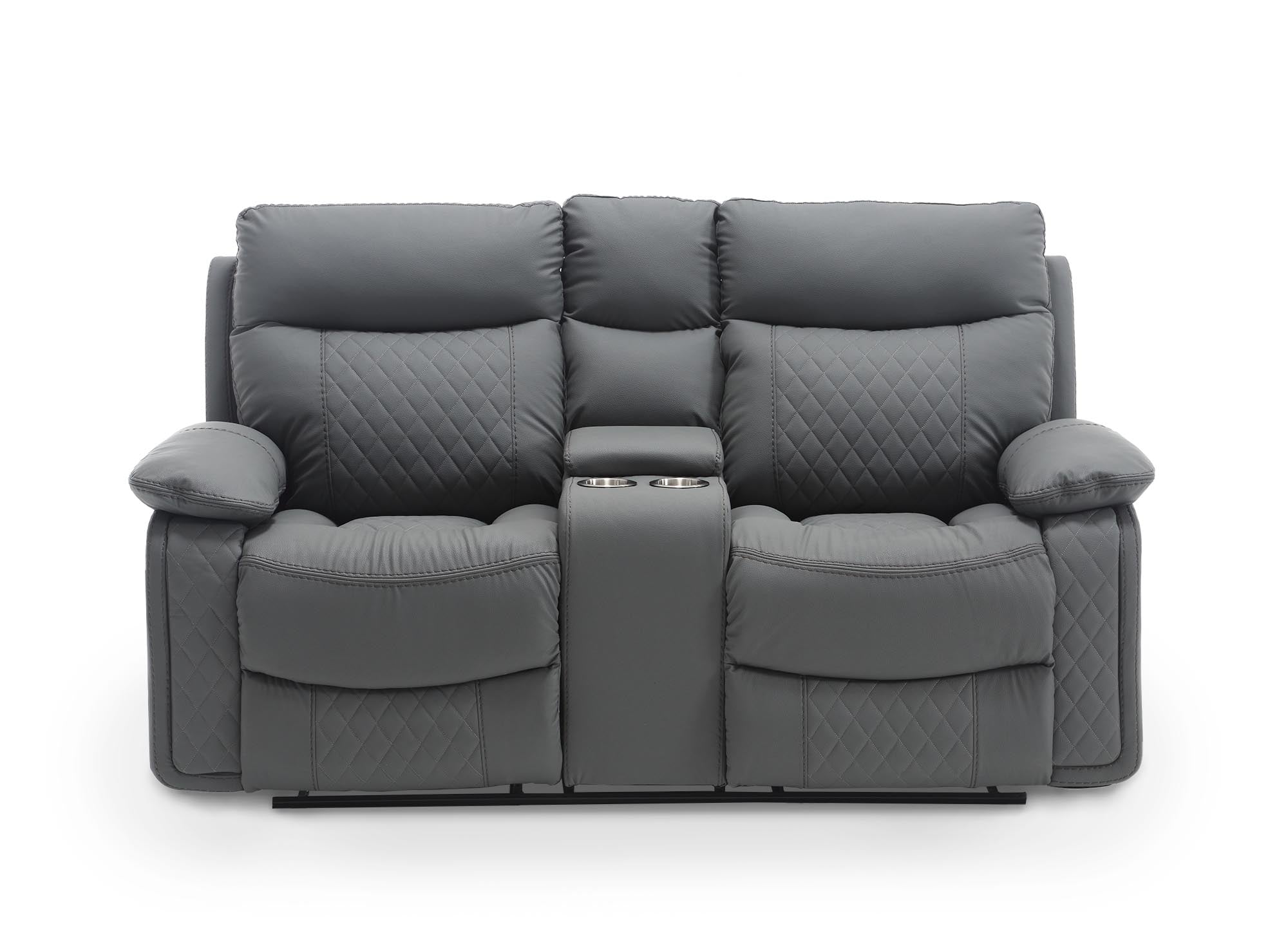 ELISE 2-Sitzer elektrisches Relaxsofa aus dunkelgrauem Kunstleder