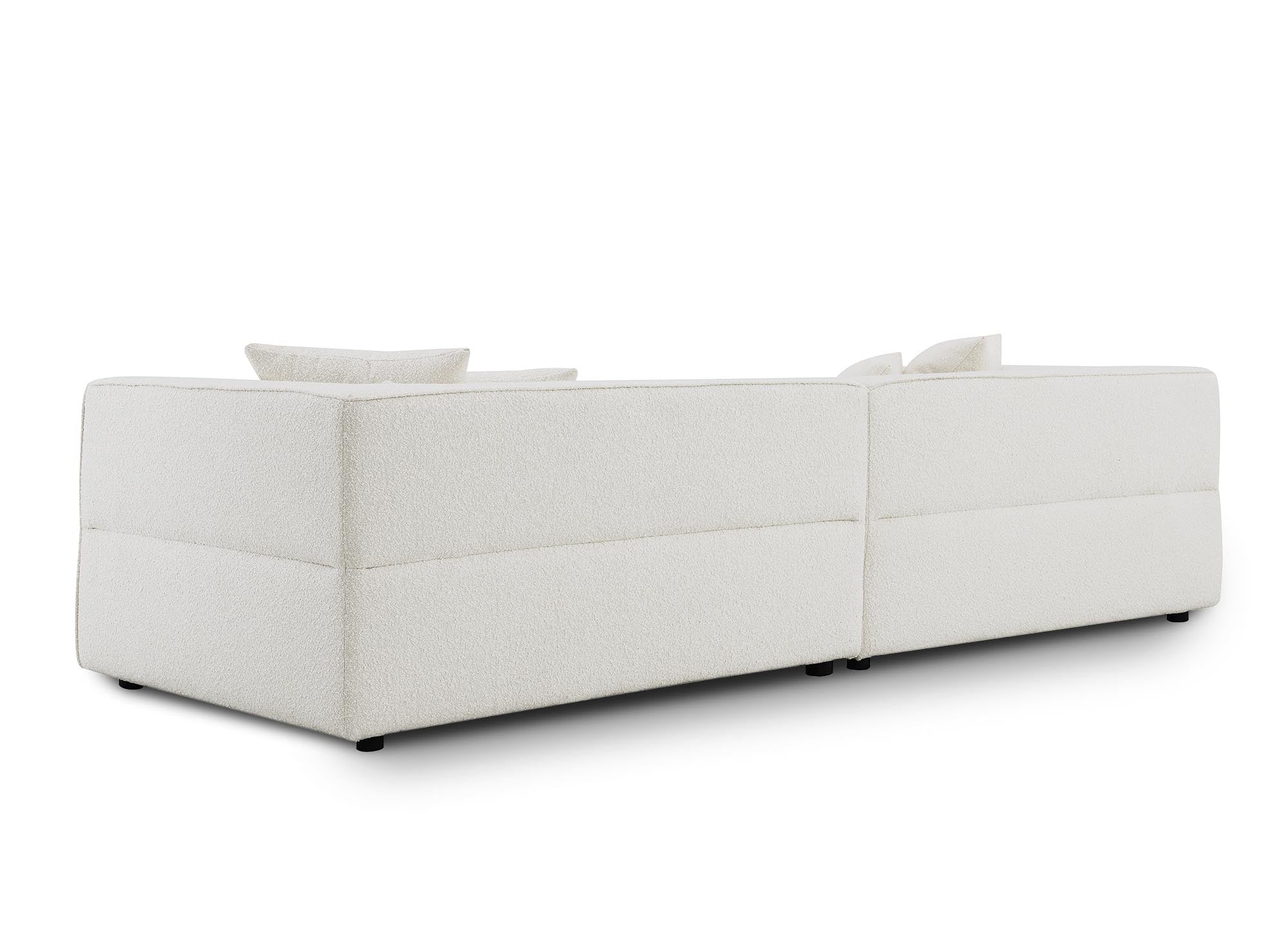 EVELYNE 4-Sitzer-Sofa mit festem Sitz in beiger Schaffelloptik
