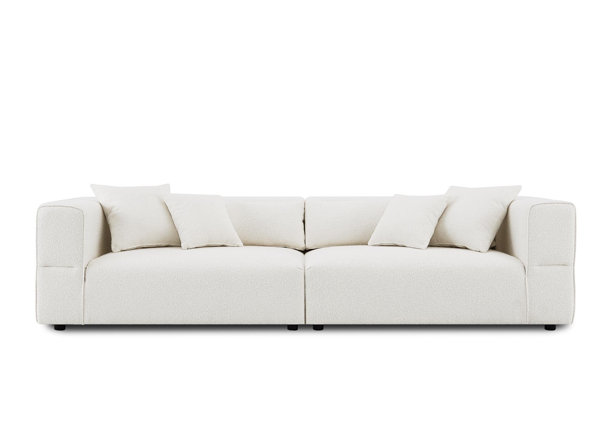 EVELYNE 4-Sitzer-Sofa mit festem Sitz in beiger Schaffelloptik