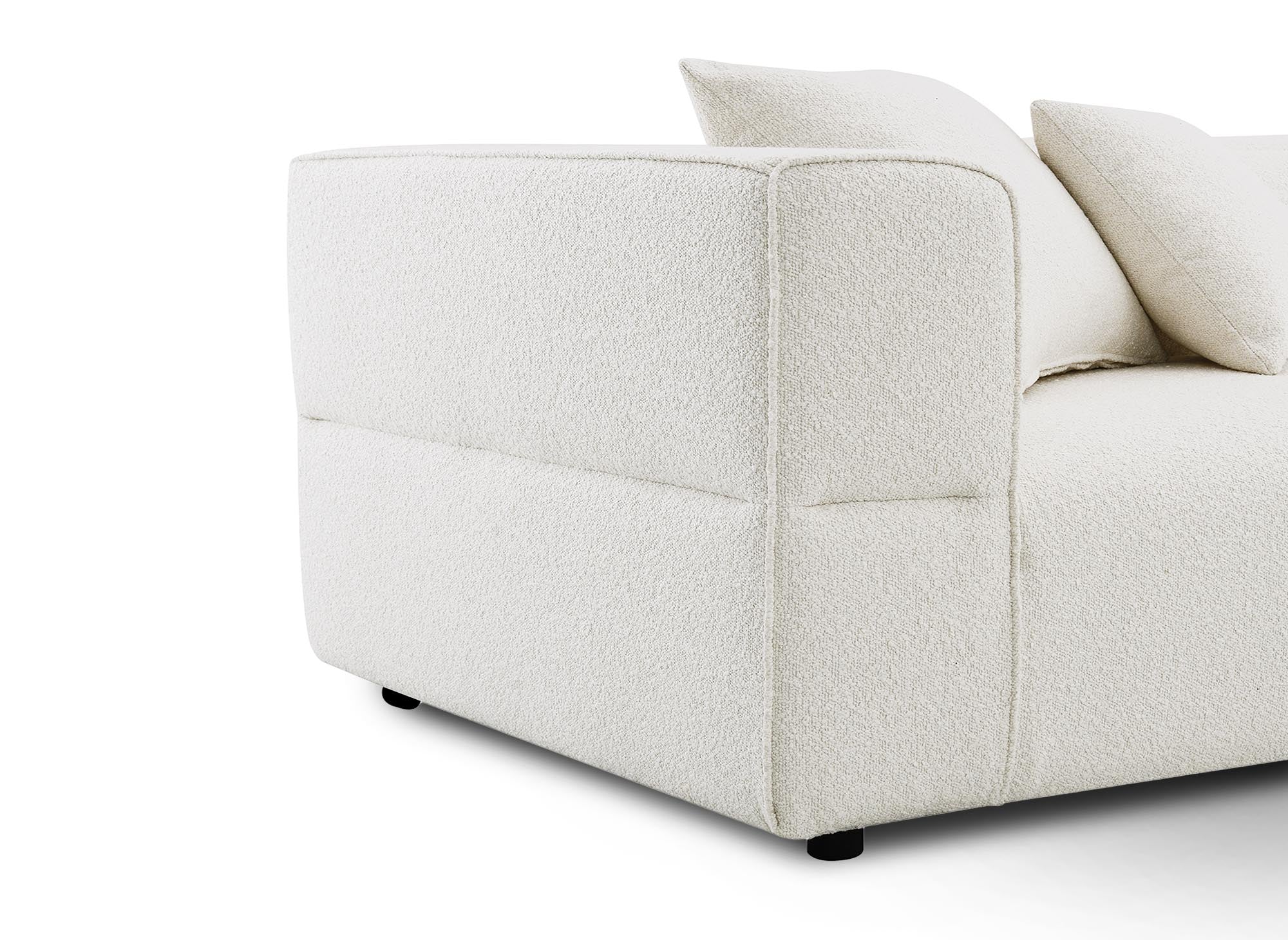 EVELYNE 3-Sitzer-Sofa mit festem Sitz in beiger Schaffelloptik