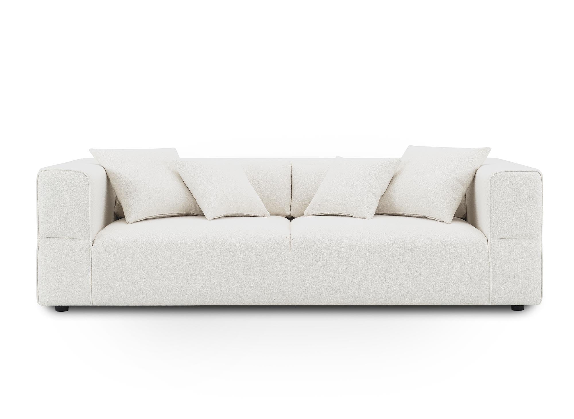 EVELYNE 3-Sitzer-Sofa mit festem Sitz in beiger Schaffelloptik