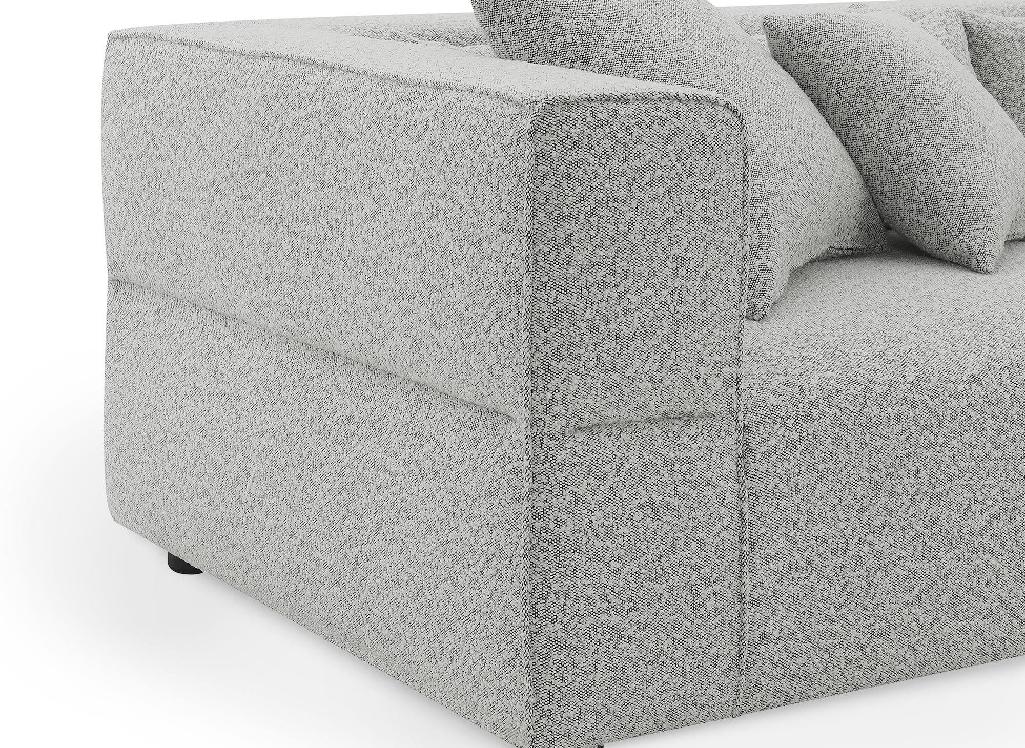 EVELYNE 3-Sitzer-Sofa mit festem Sitz in grauer Schaffelloptik