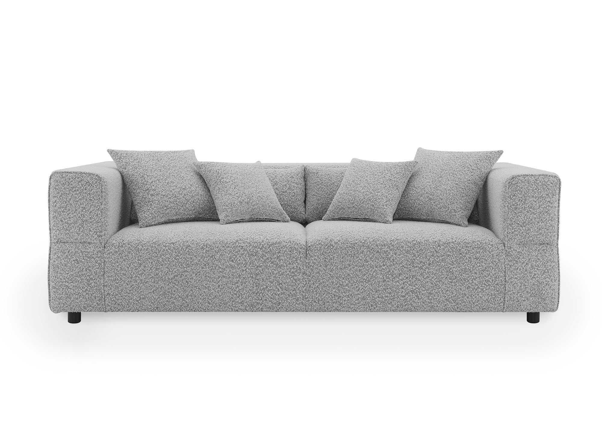EVELYNE 3-Sitzer-Sofa mit festem Sitz in grauer Schaffelloptik