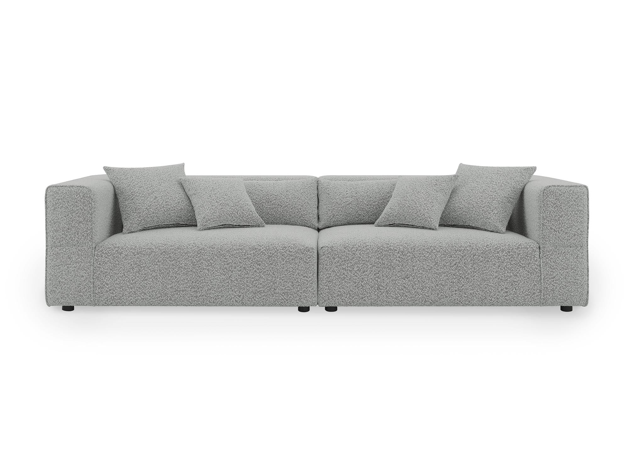 EVELYNE 4-Sitzer-Sofa mit festem Sitz in grauer Schaffelloptik