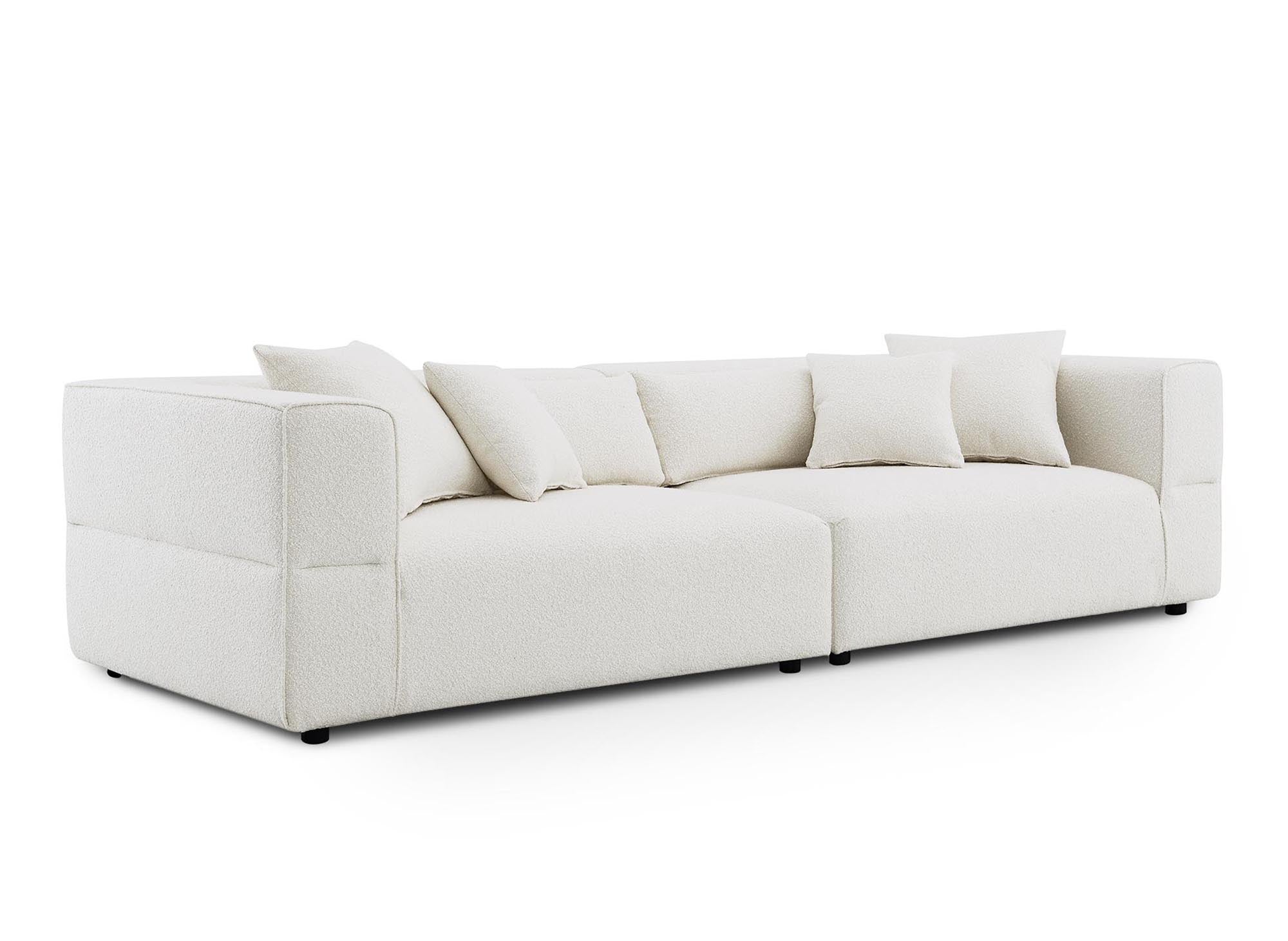 EVELYNE 4-Sitzer-Sofa mit festem Sitz in beiger Schaffelloptik